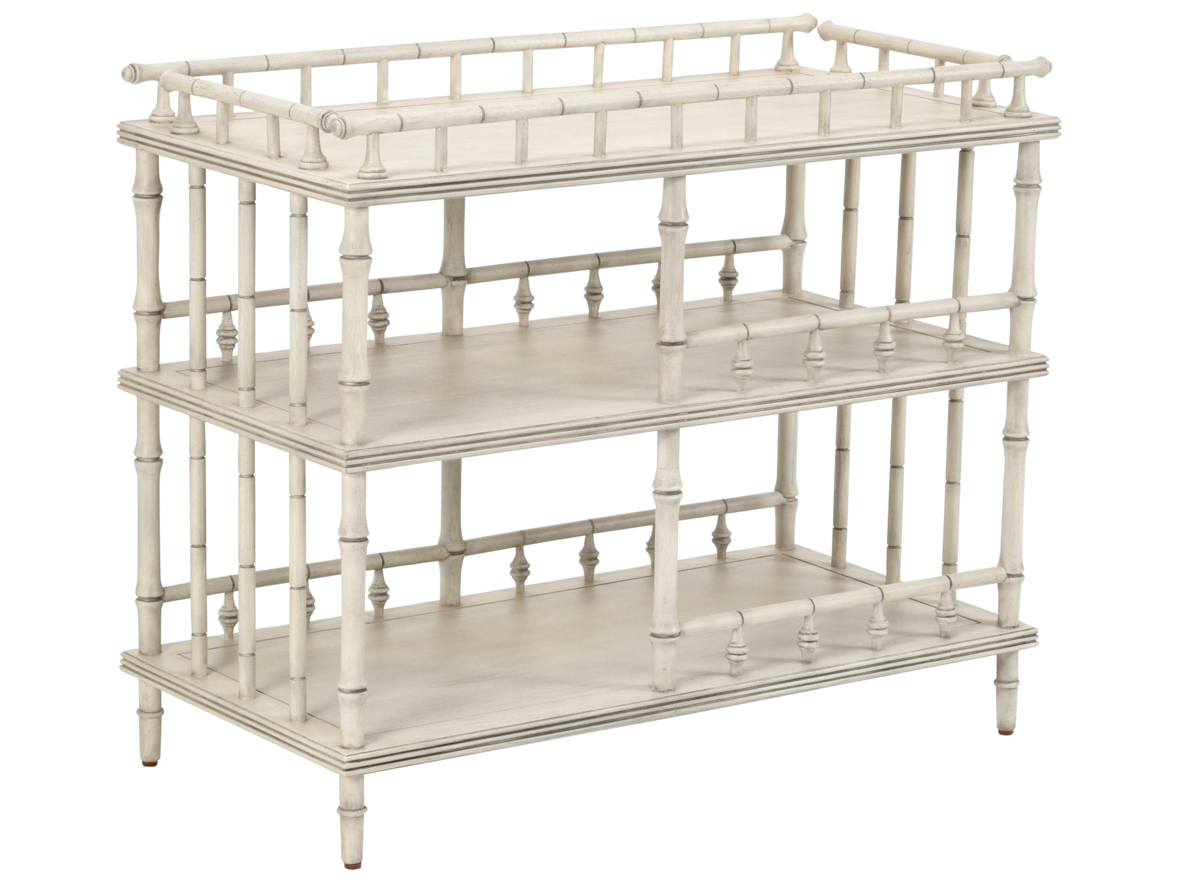 Wildwood Luzon Bamboo Wood White Gray Wash Bar Cabinet