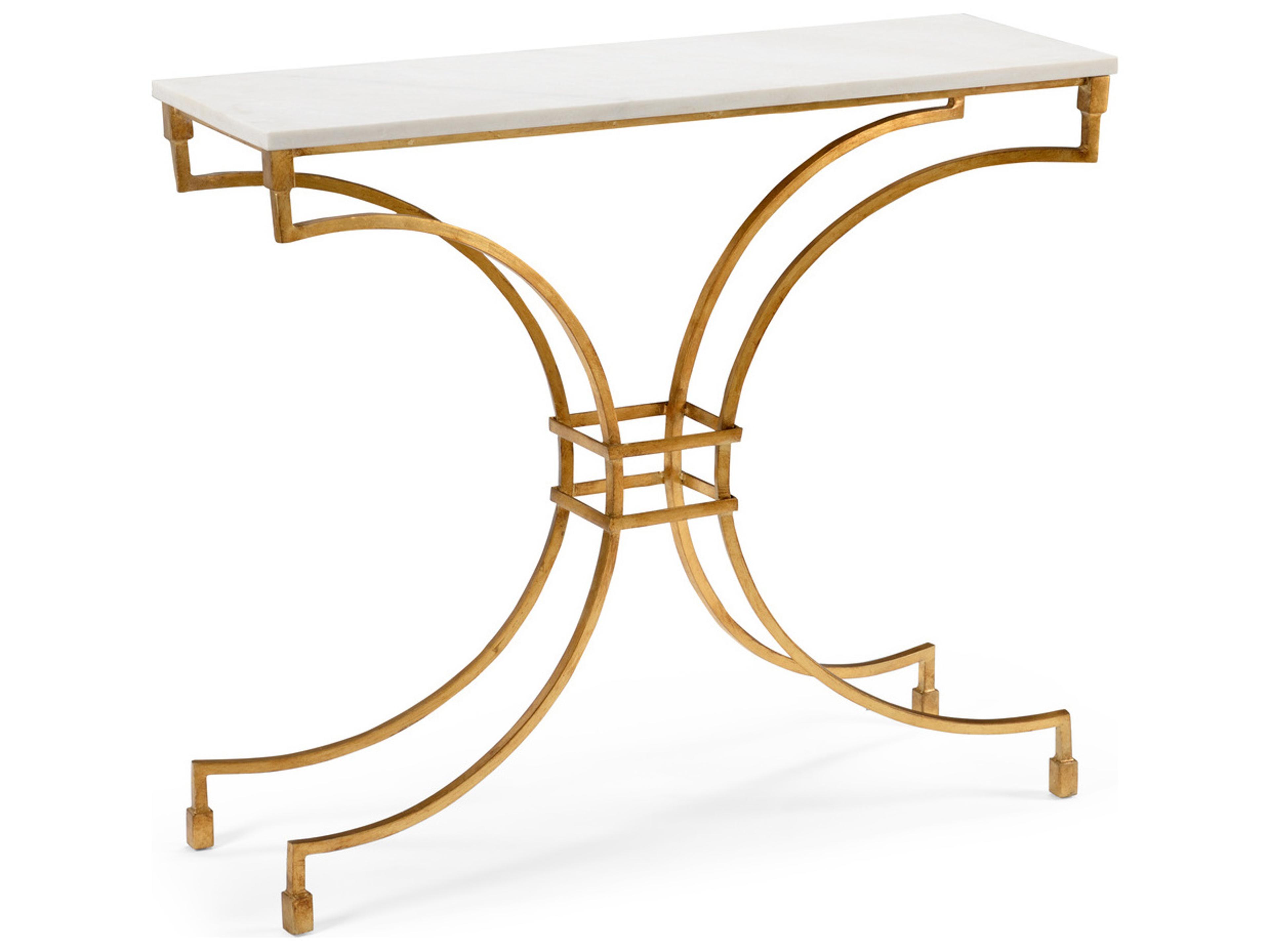 Wildwood Kara Rectangular Marble Antique Gold Leaf Console Table