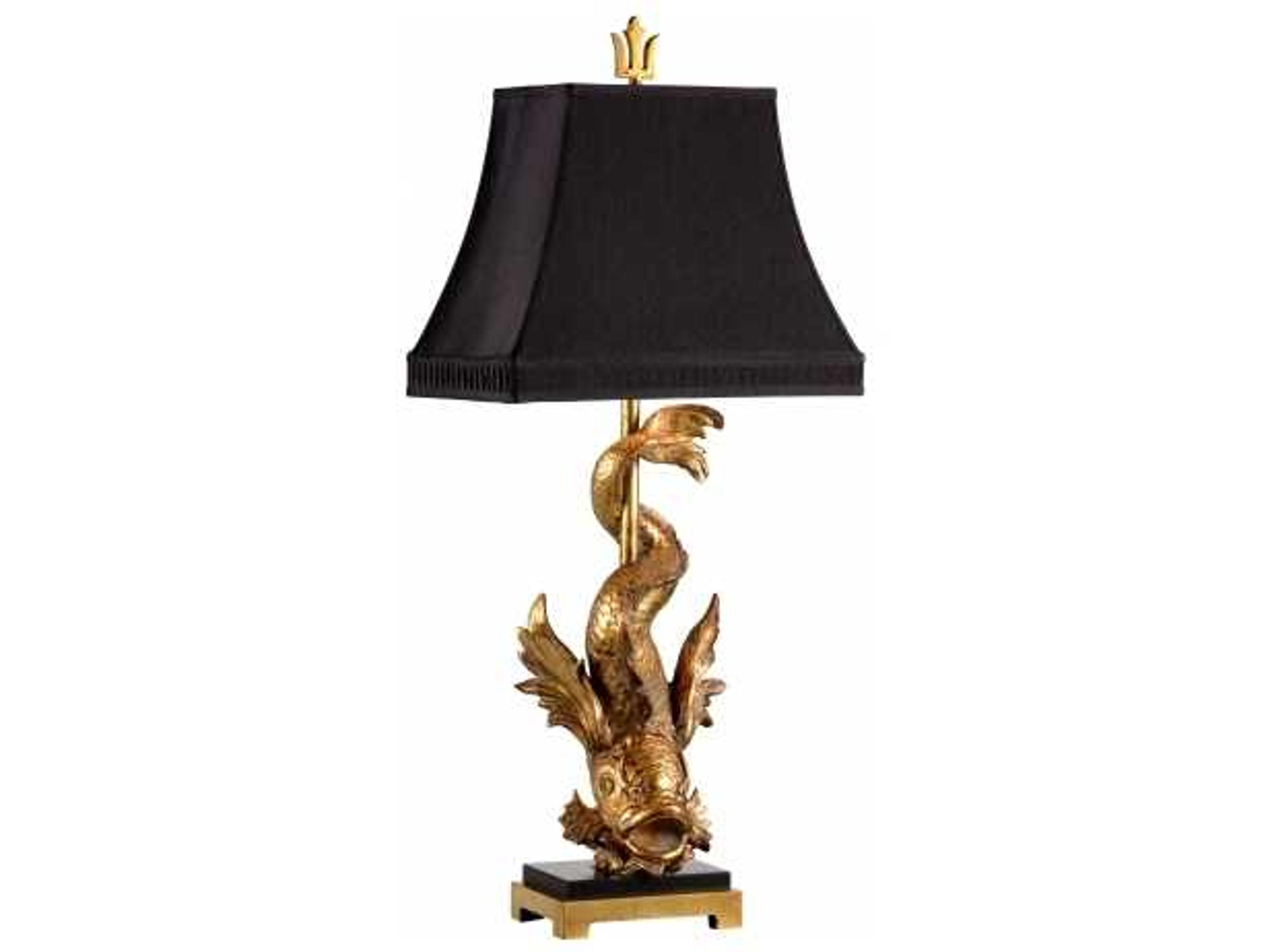 Wildwood Imperial Dragon Gold Leaf Black Silkette Buffet Lamp