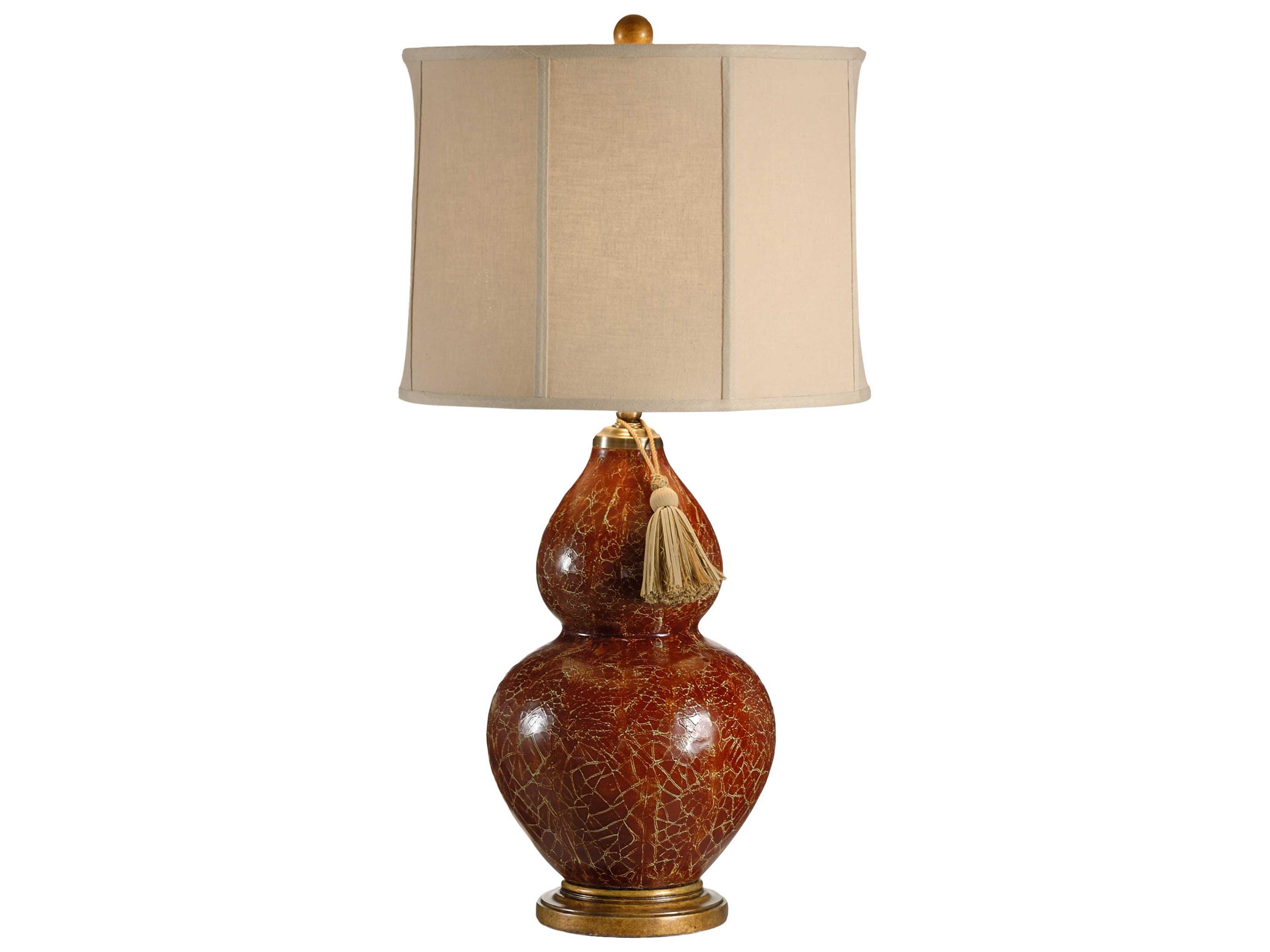Wildwood Red Gourd Crackled Glaze Taupe Linen Buffet Lamp