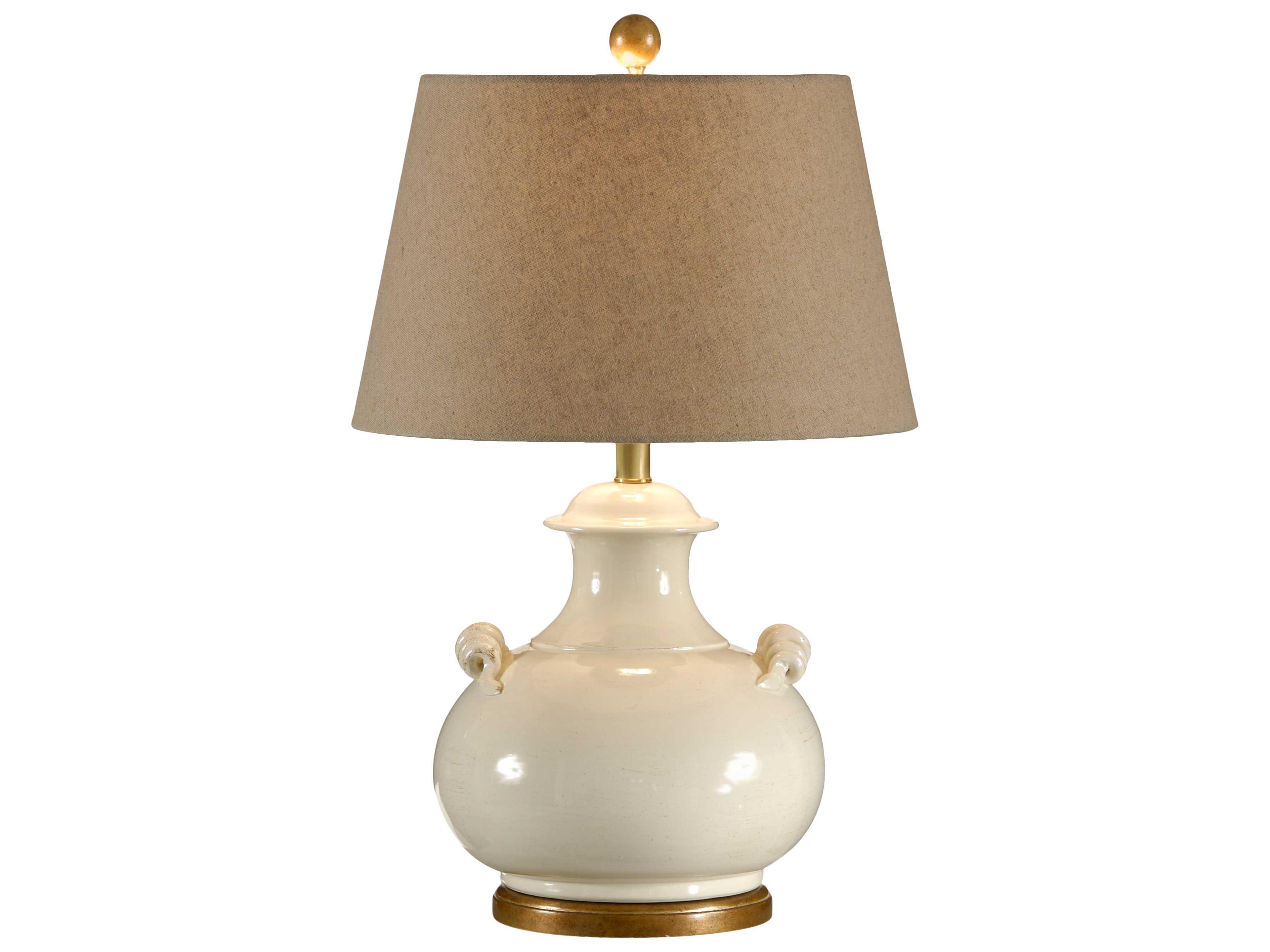 Wildwood Niccolo Ivory White Natural Linen Gold Buffet Lamp
