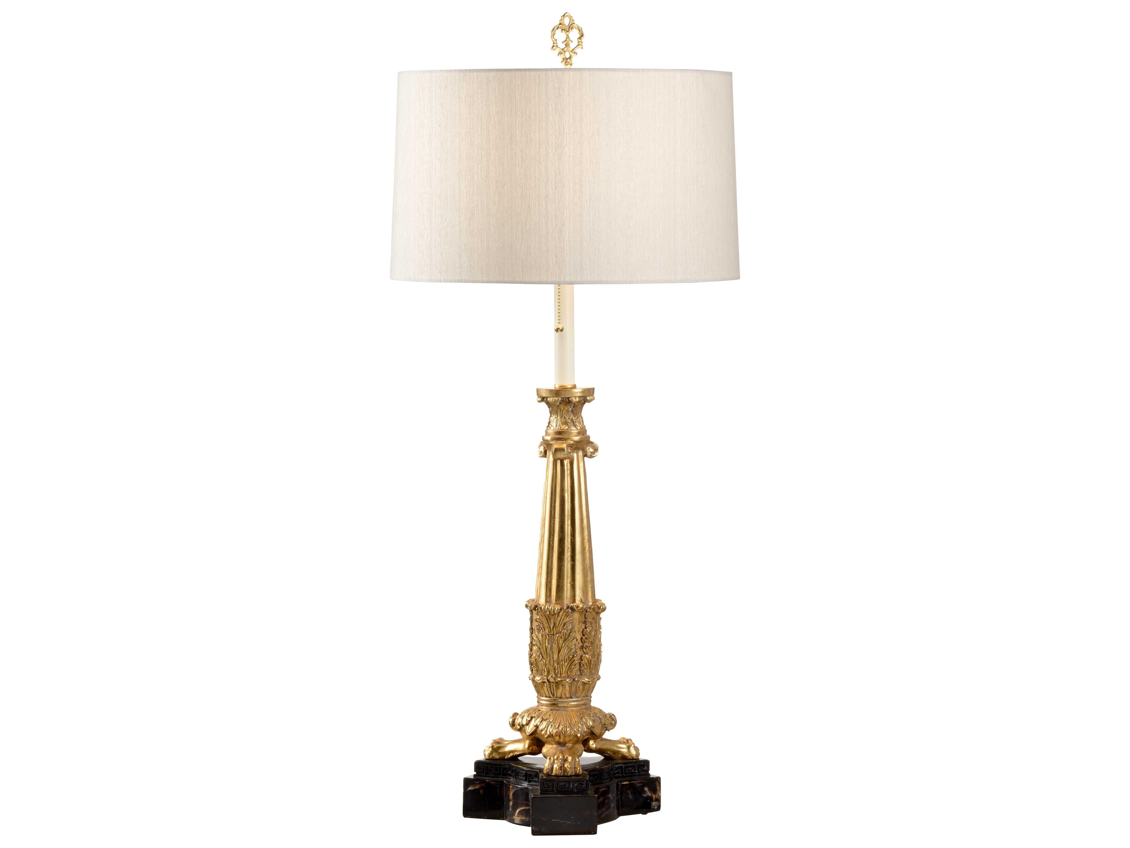 Wildwood Gallery Gold Leaf Cream Raw Silk Buffet Lamp