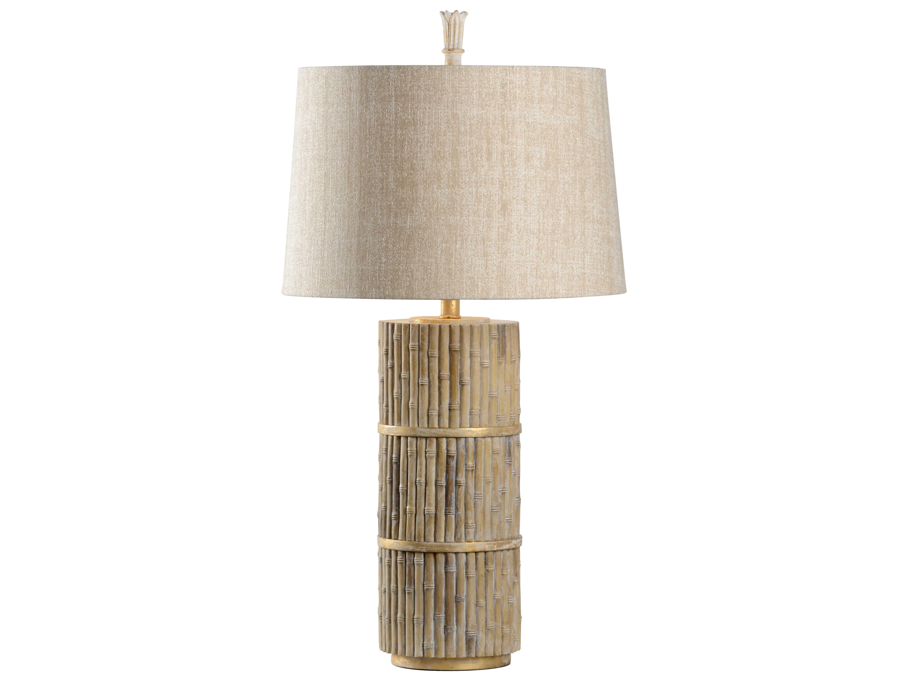 Wildwood Tobago Natural Bamboo Cream Raw Silk Brown Buffet Lamp