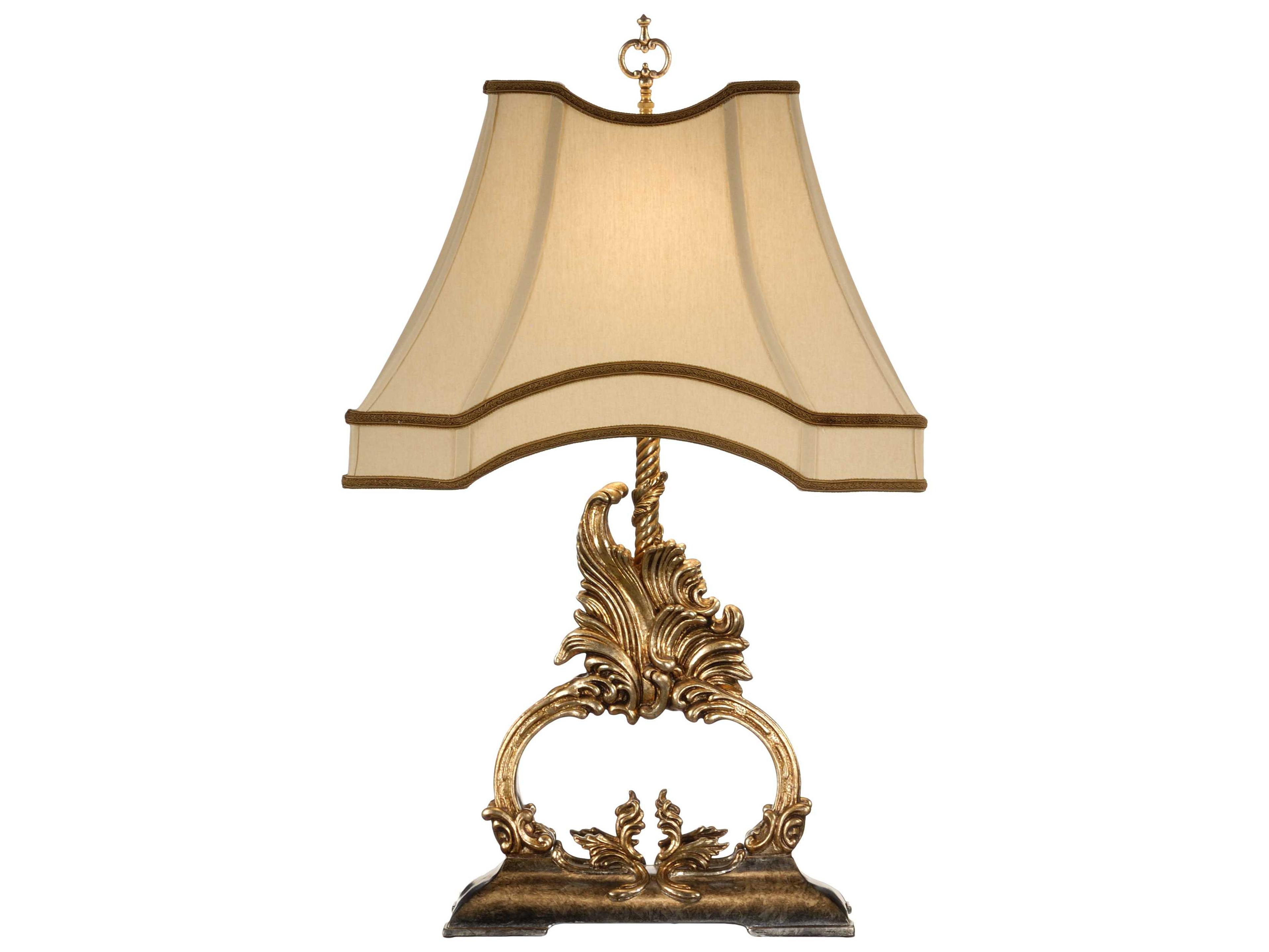 Wildwood Gilt Flourish Old Gold Tan Silkette Silver Buffet Lamp