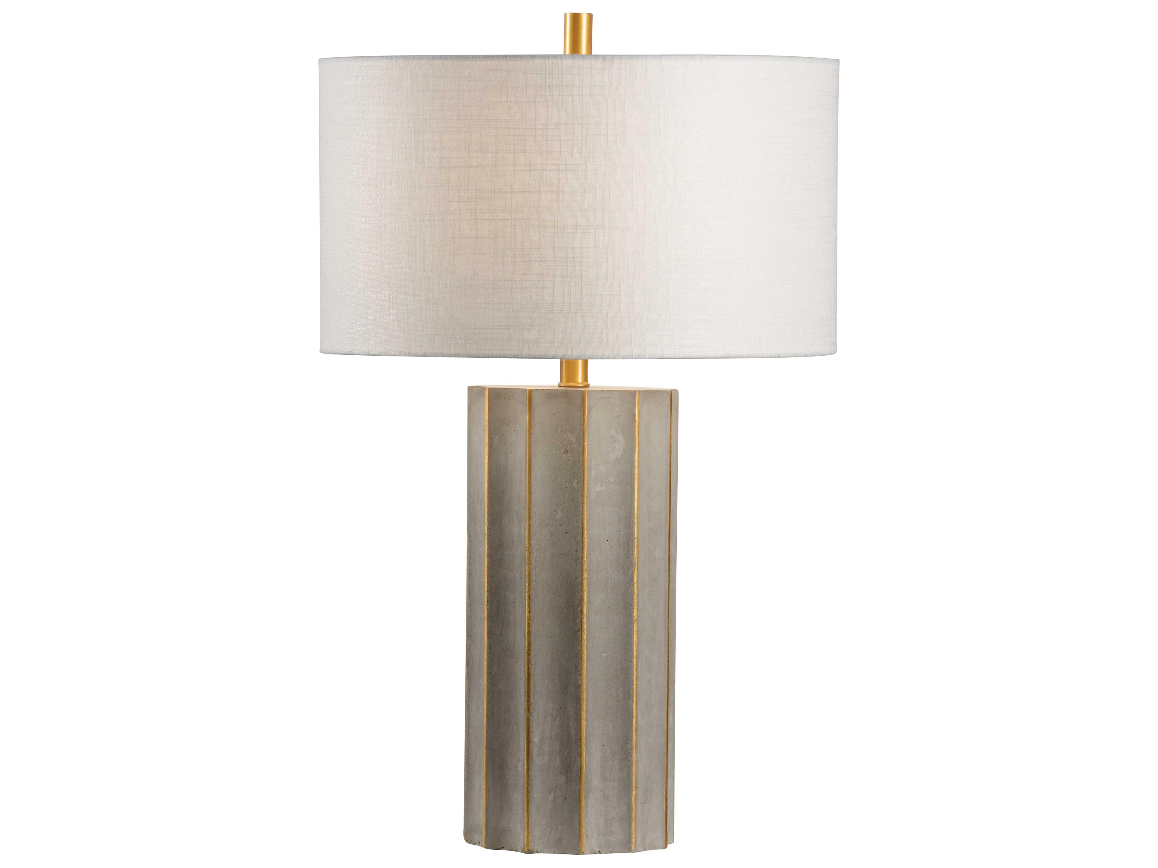 Wildwood Doric Natural Concrete Off White Linen Gold Buffet Lamp