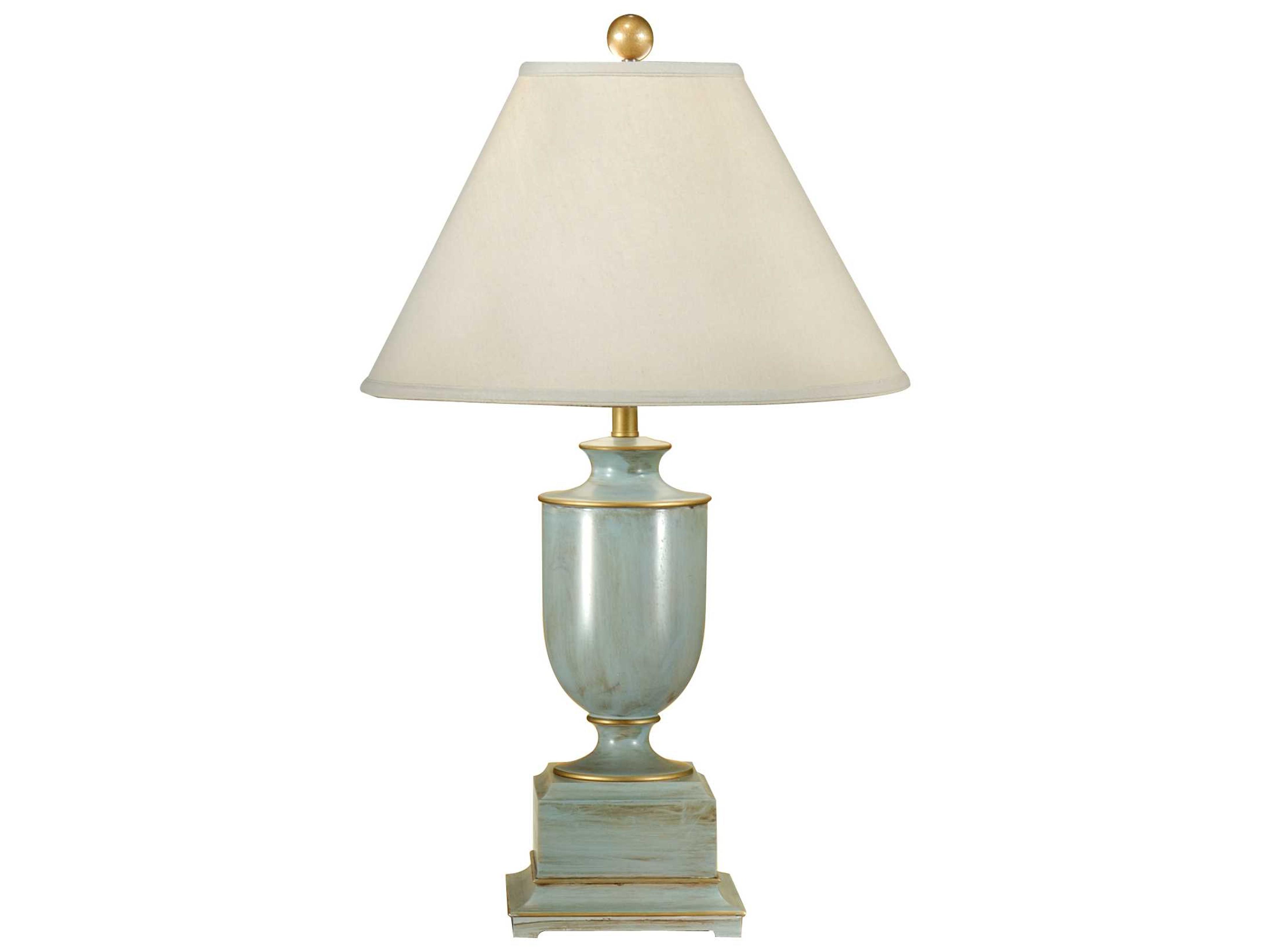 Wildwood Old Washed Blue Beige Linen Buffet Lamp