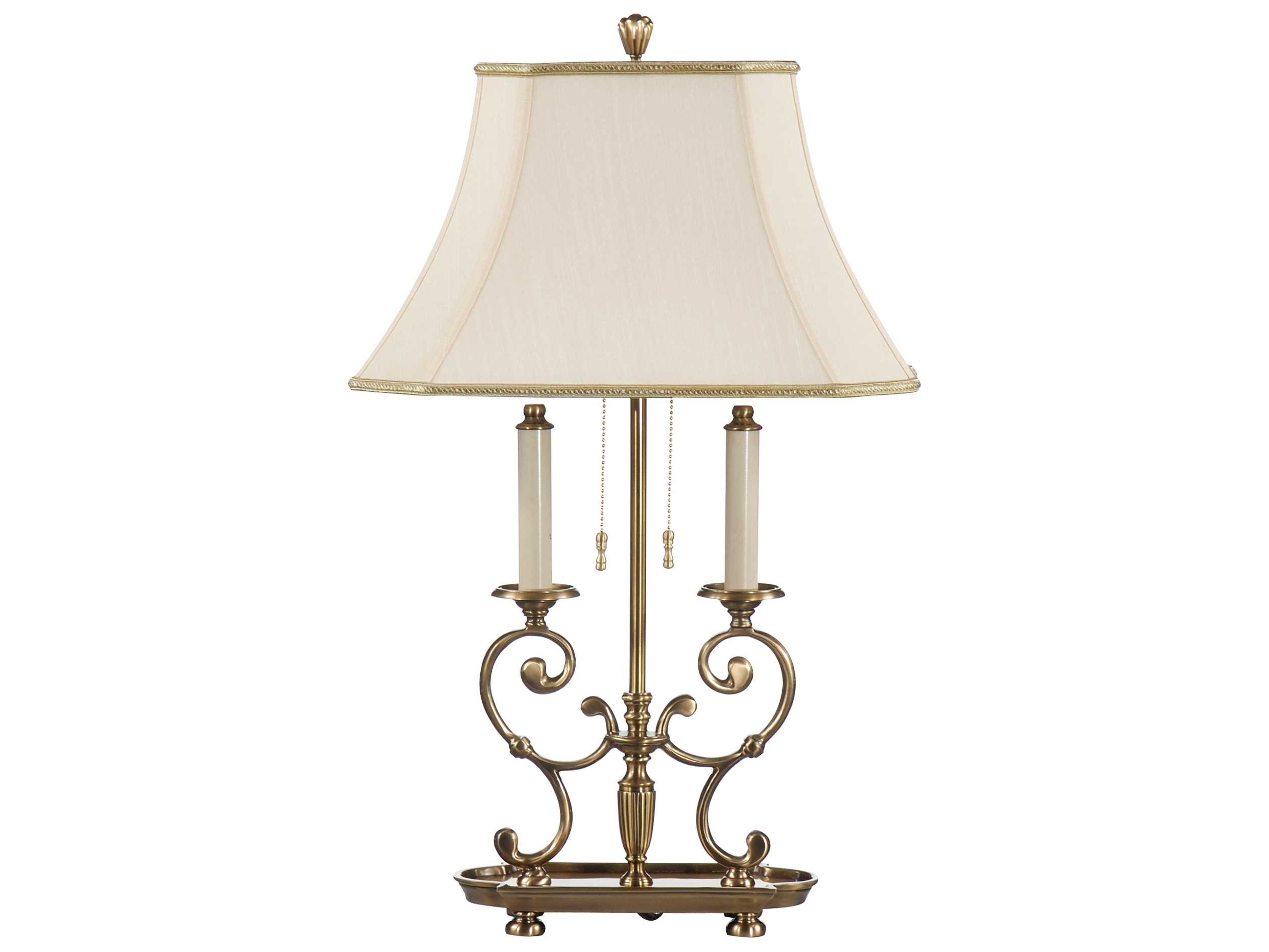 Wildwood Barrymore Antique Patina Ivory Silk Brass Buffet Lamp