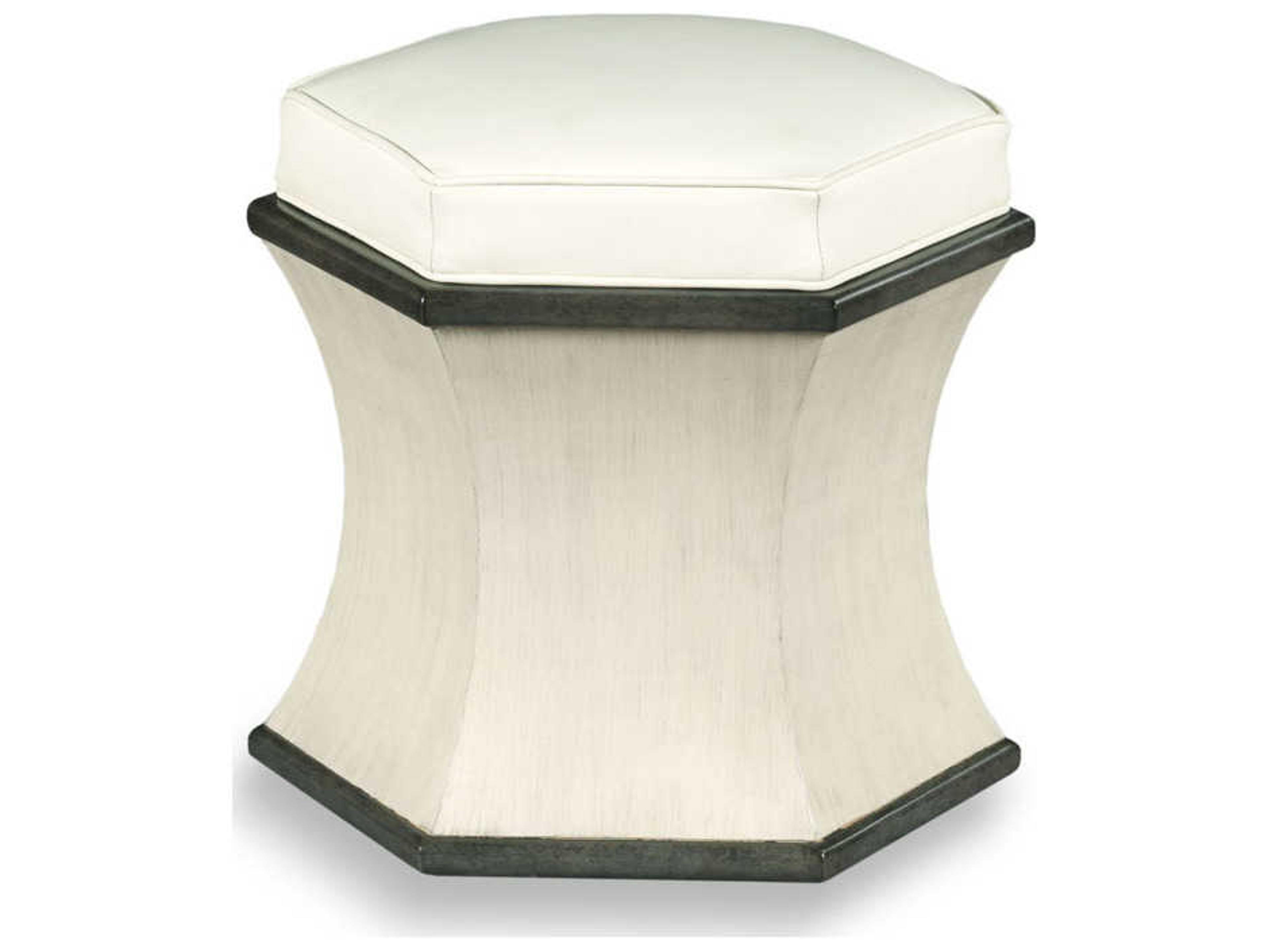 Woodbridge Hexagon Graystone White Upholstered Ottoman
