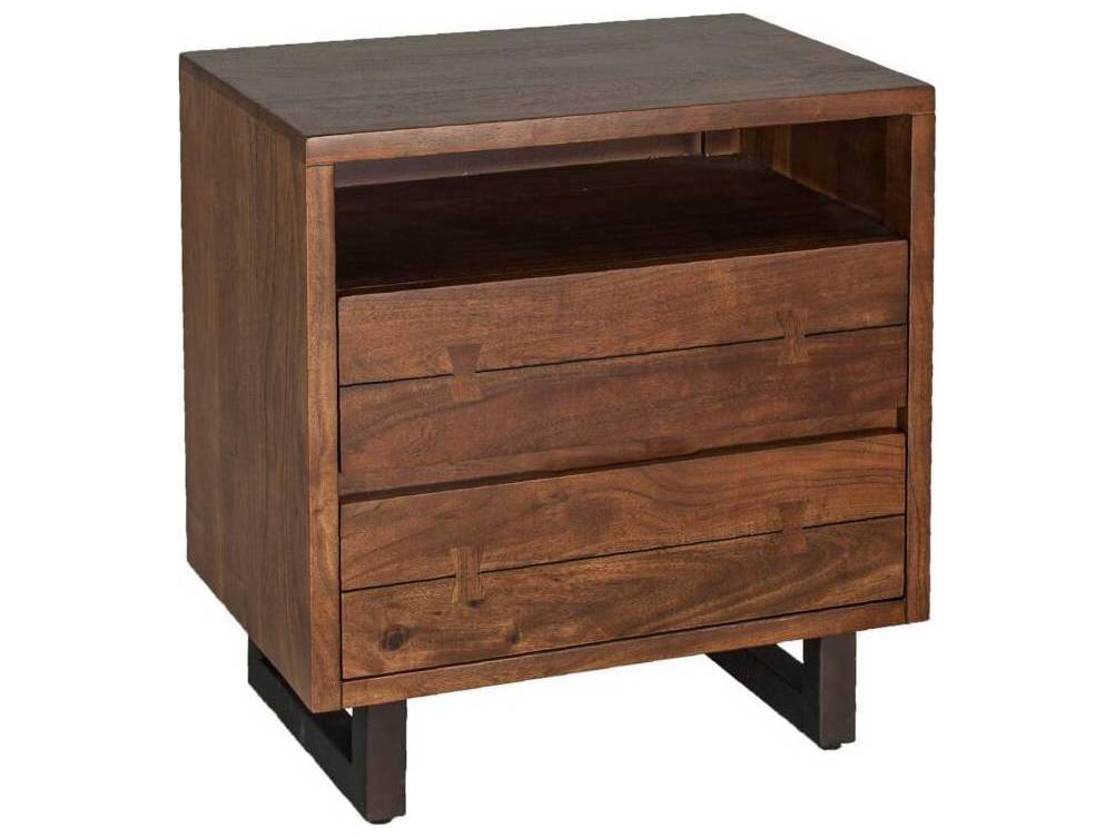 World Interiors Glenwood 2-Drawers Black Nightstand