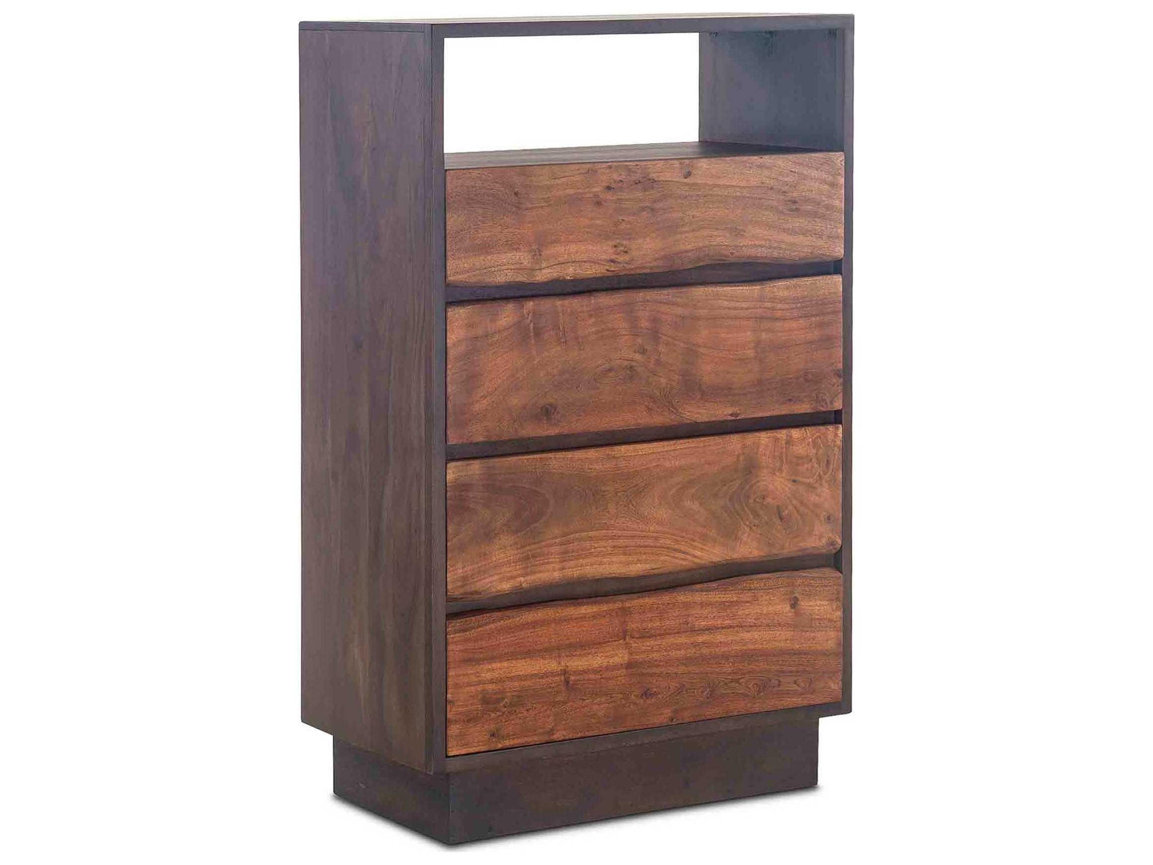 World Interiors Palermo Raw Walnut Ebony Brown Acacia Wood Accent Chest