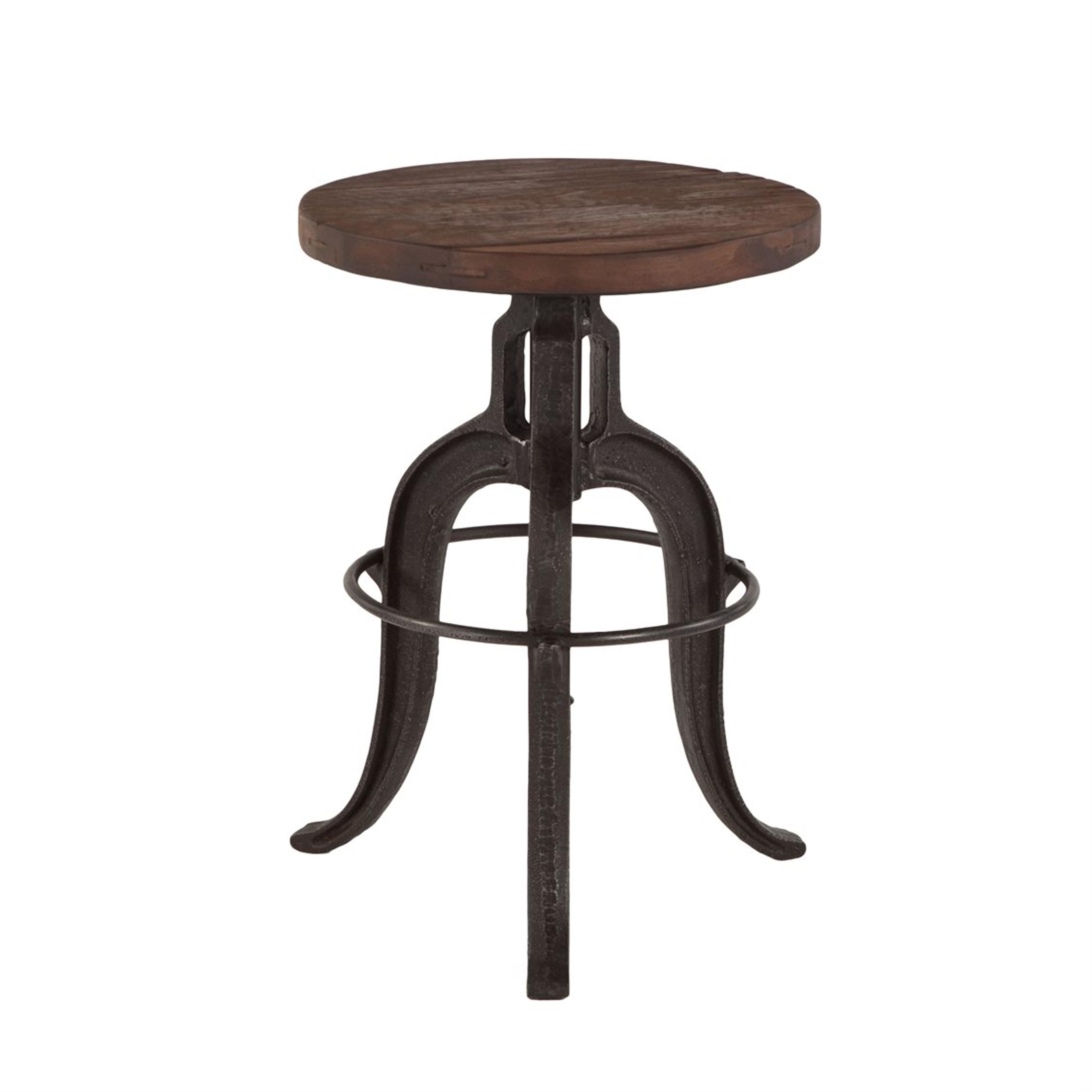 World Interiors Paxton Adjustable Teak Wood Walnut Bar Stool