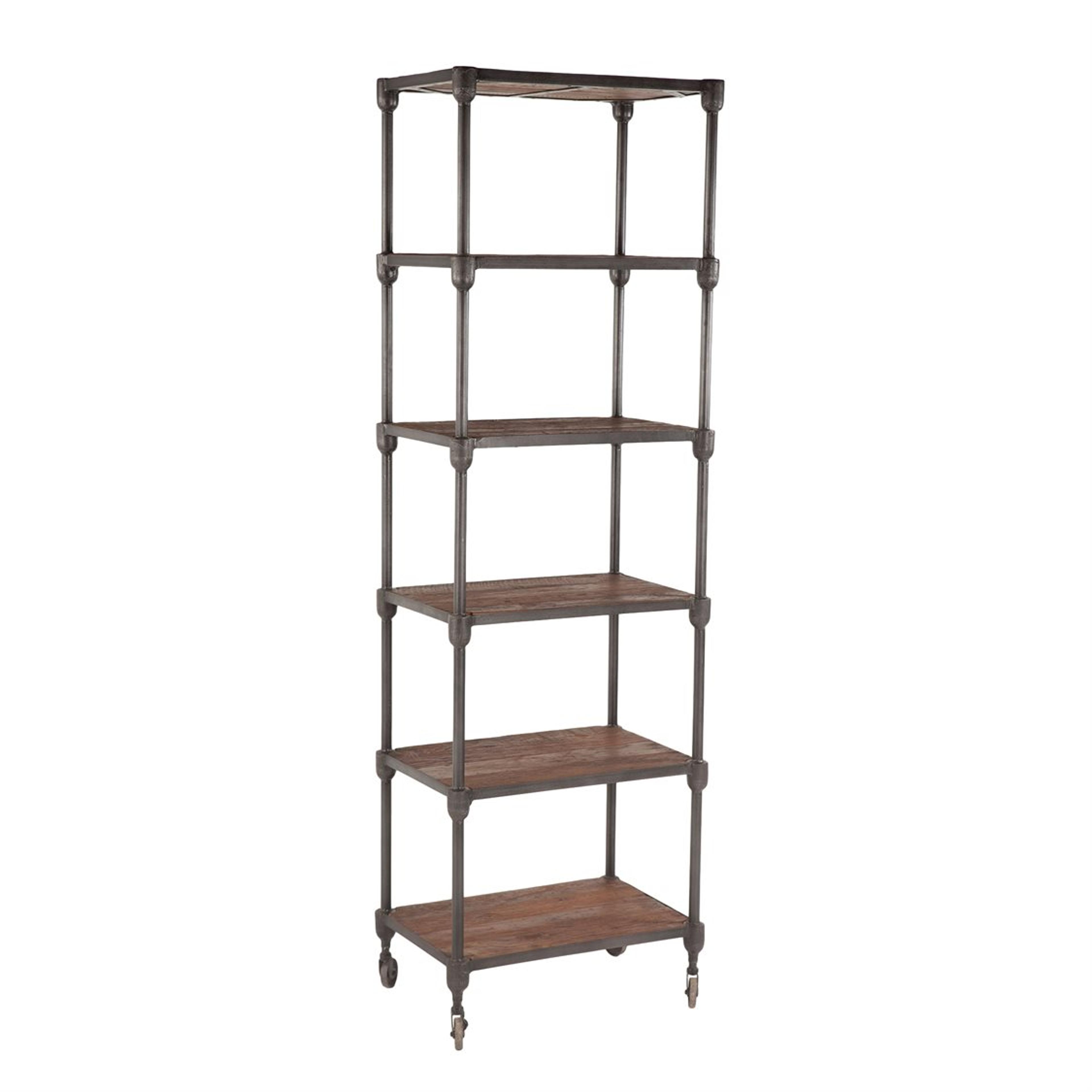 World Interiors Paxton Weathered Walnut, Gray Zinc Bookcase