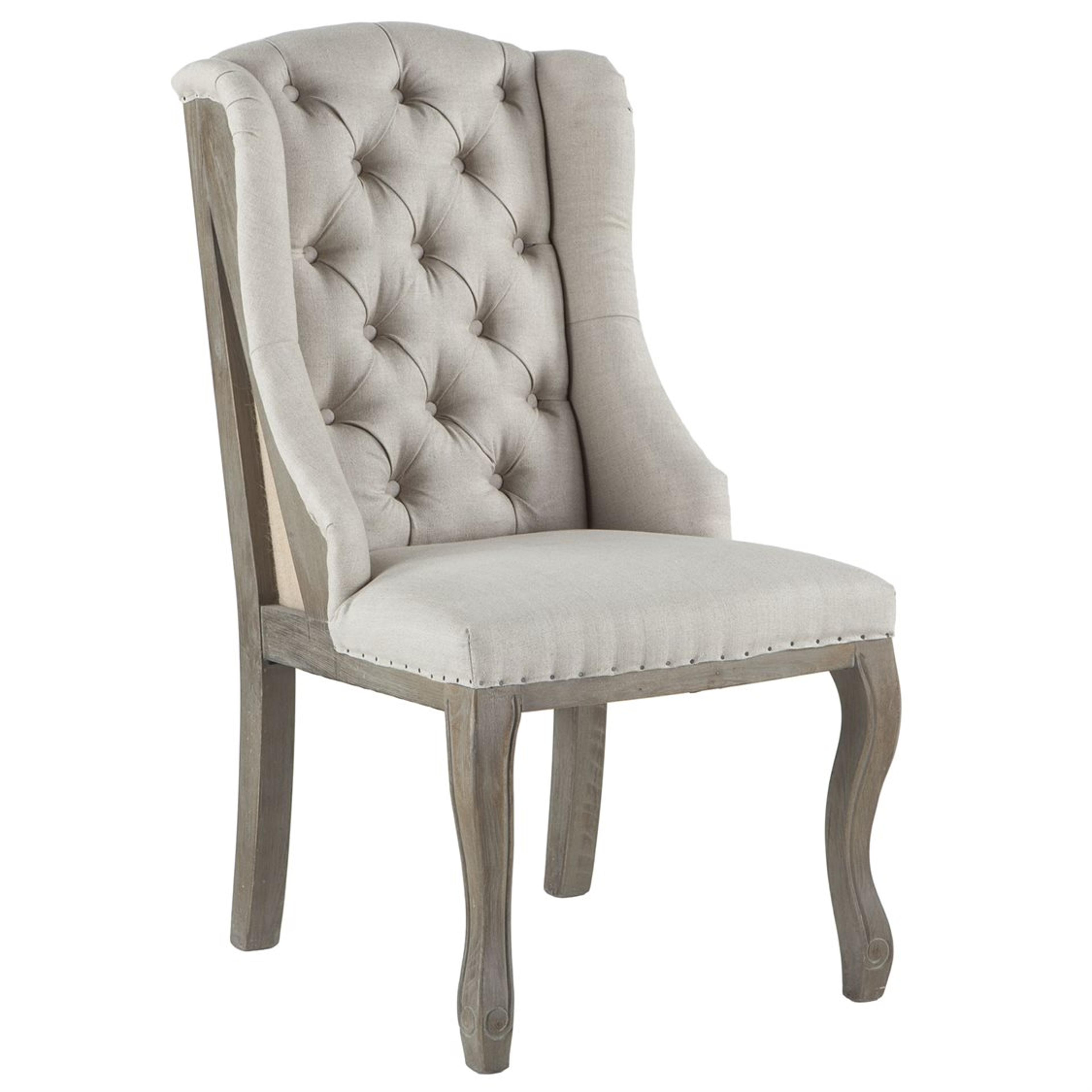 World Interiors Portia Tufted Oak Wood Upholstered Side Dining Chair