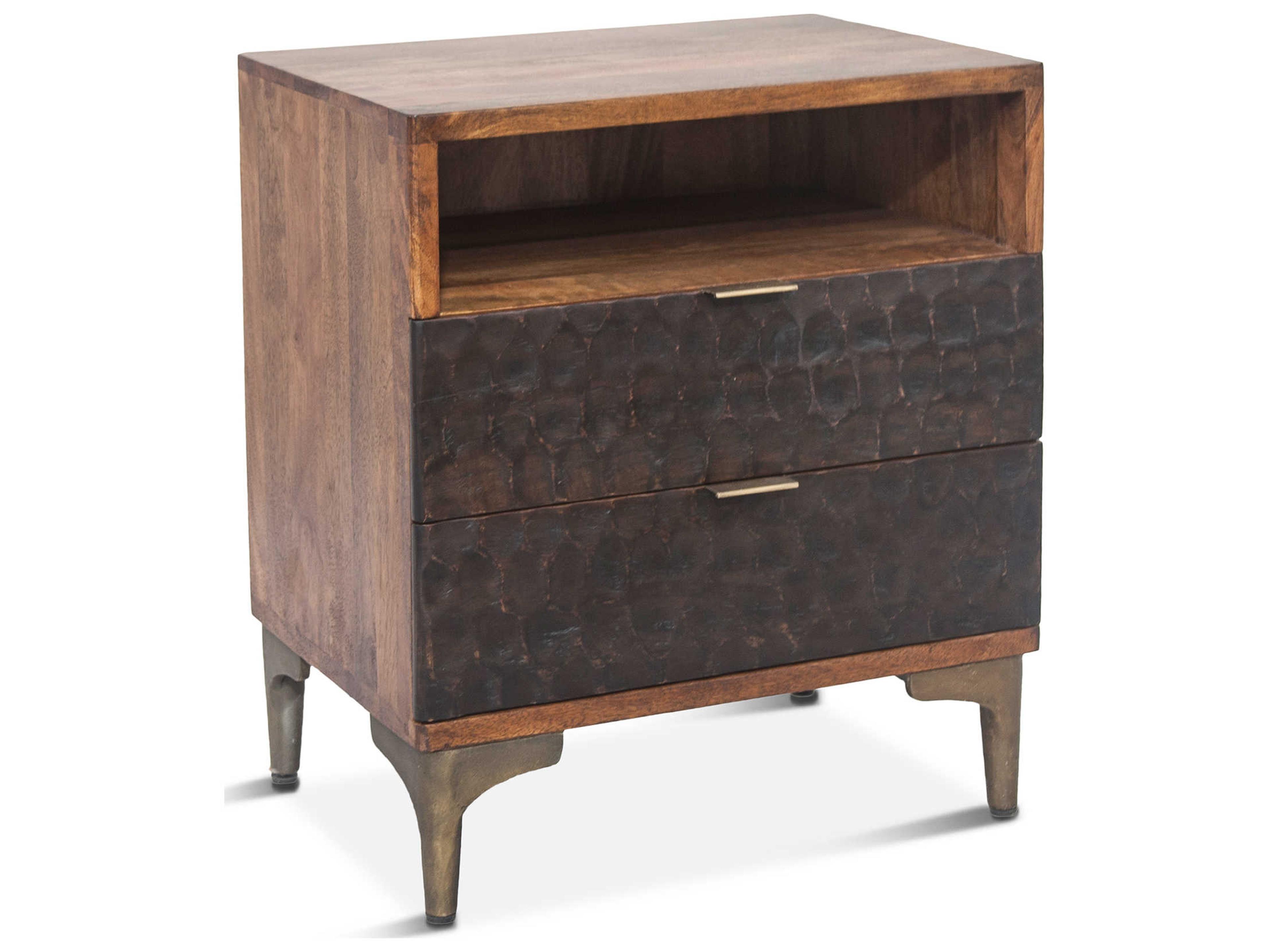 World Interiors Vallarta 2-Drawers Brown Mango Wood Chest Nightstand