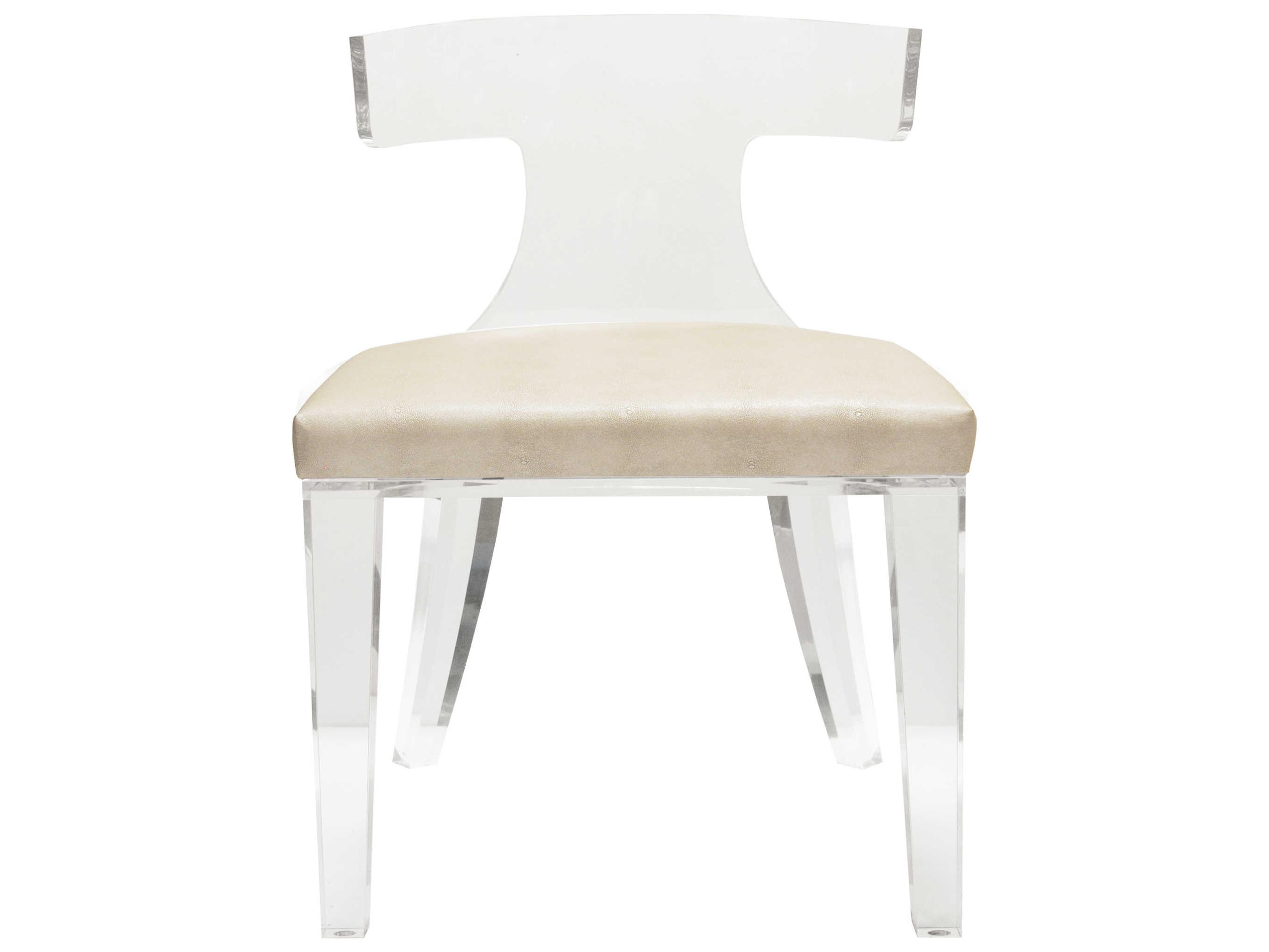 Worlds Away Leather Beige Upholstered Side Dining Chair