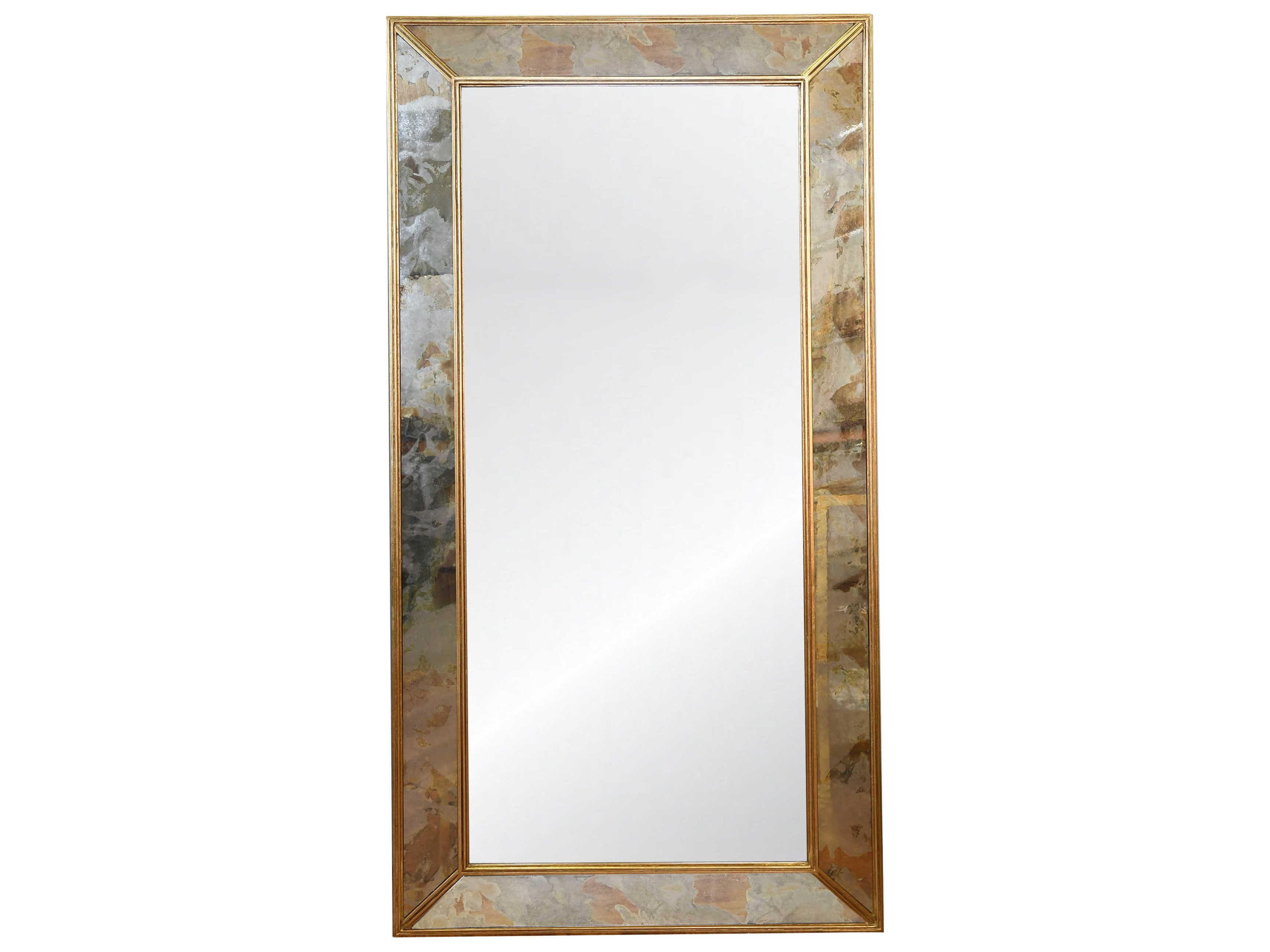 Worlds Away Gold Leaf Rectangular Floor Mirror