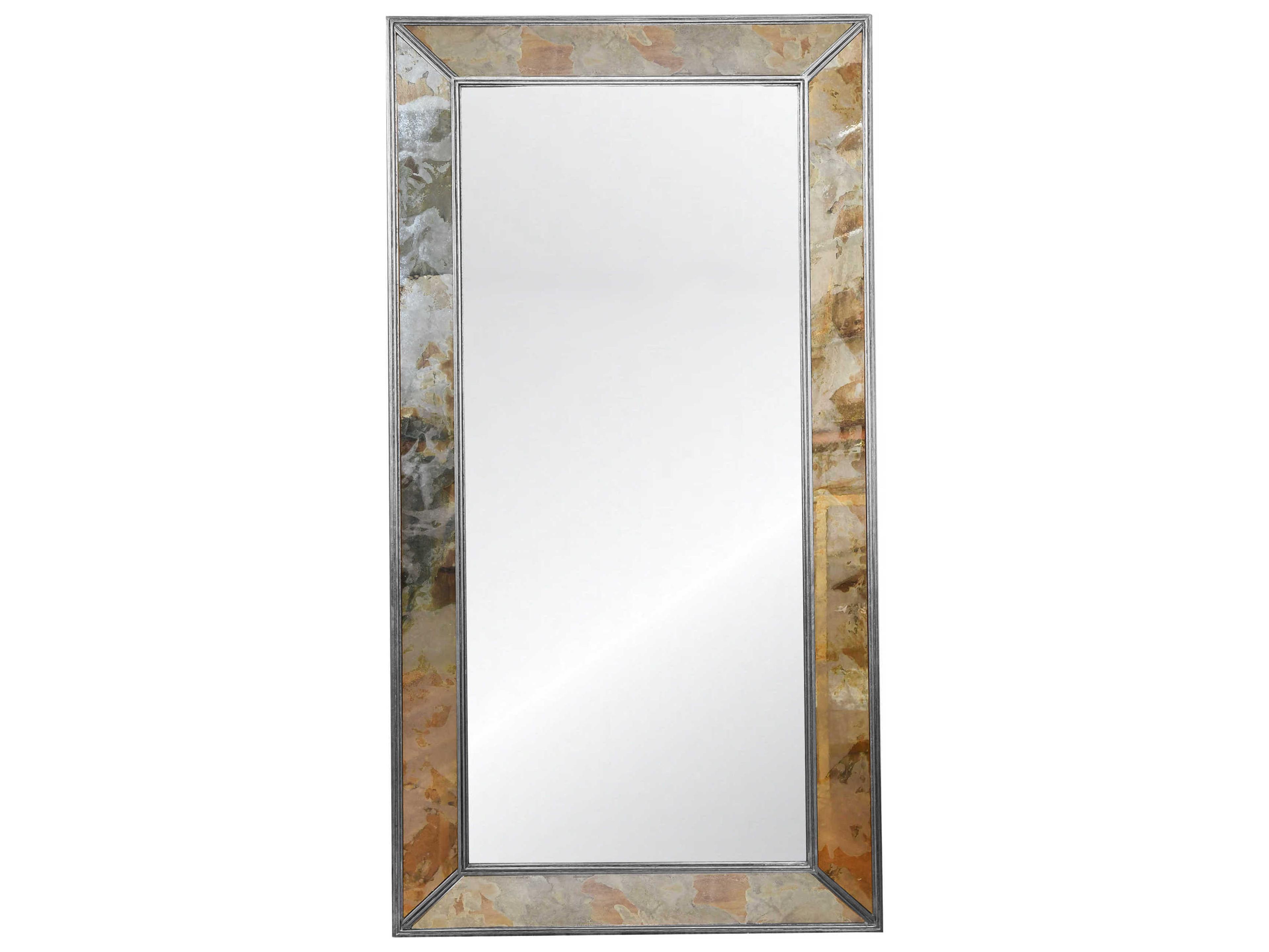 Worlds Away Silver Leaf Rectangular Floor Mirror