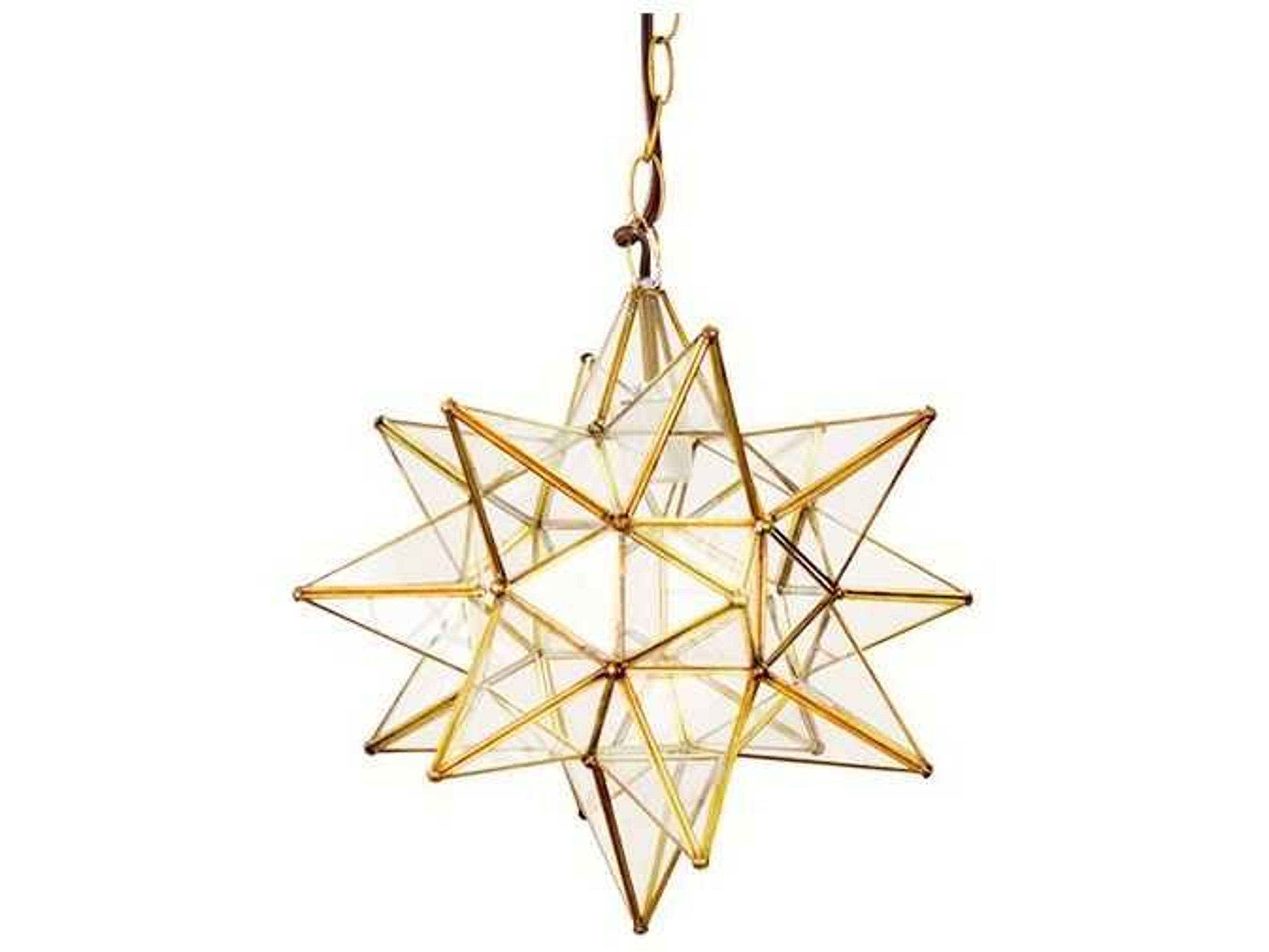 Worlds Away 1-Light Brass Glass Geometric Pendant