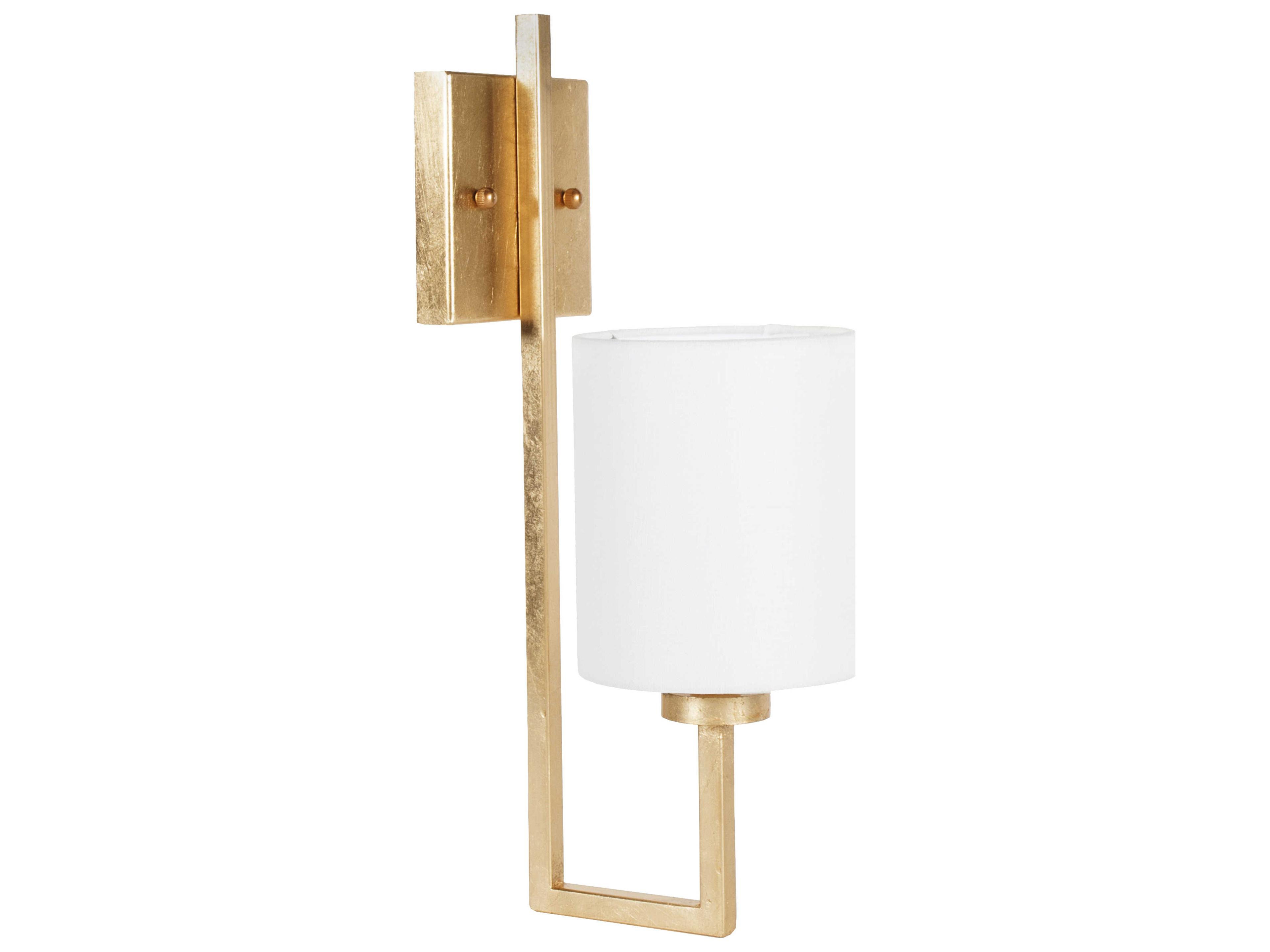 Worlds Away White Linen Gold Leaf Wall Sconce