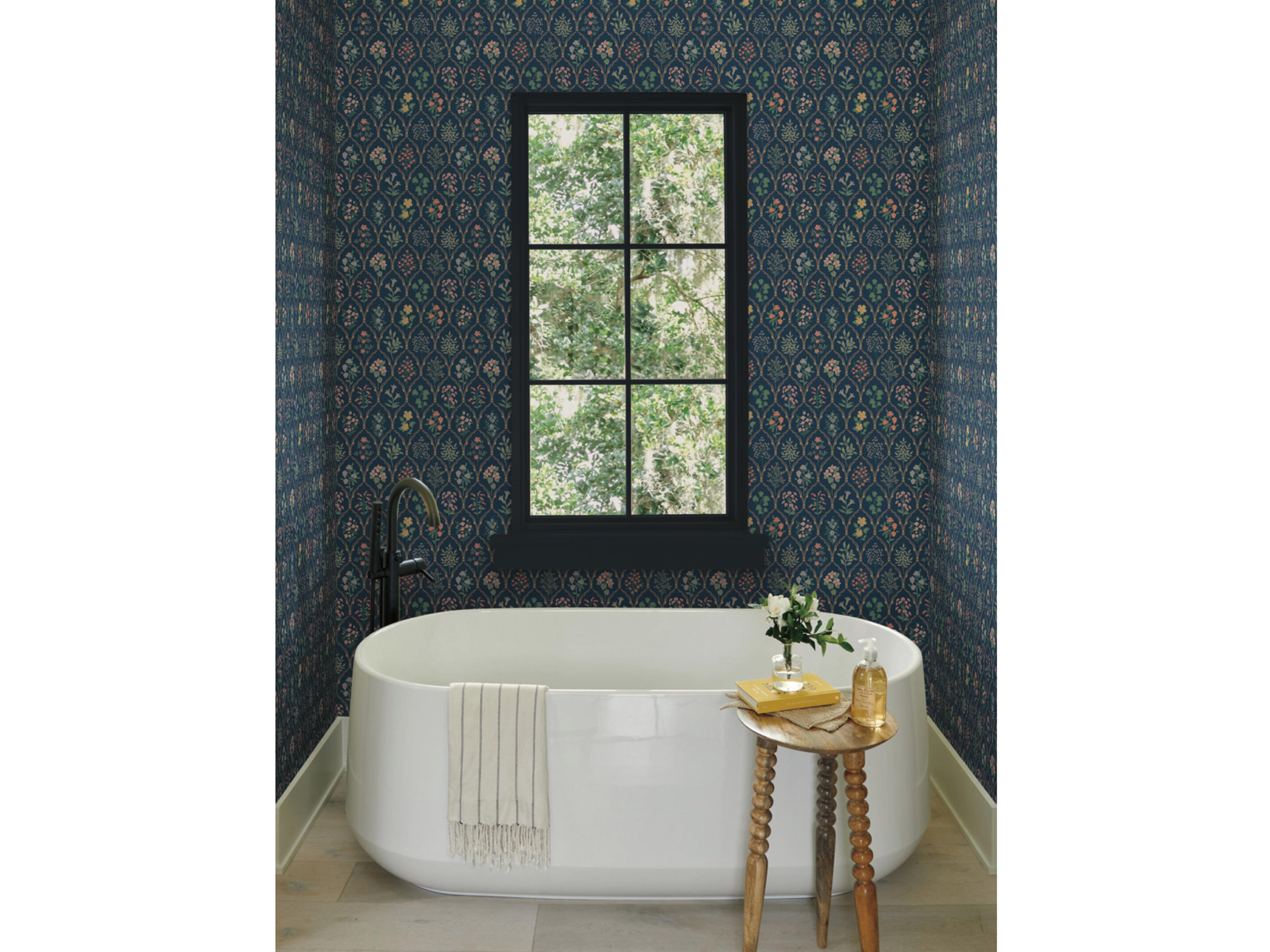 York Wallcoverings Navy Hawthorne Wallpaper