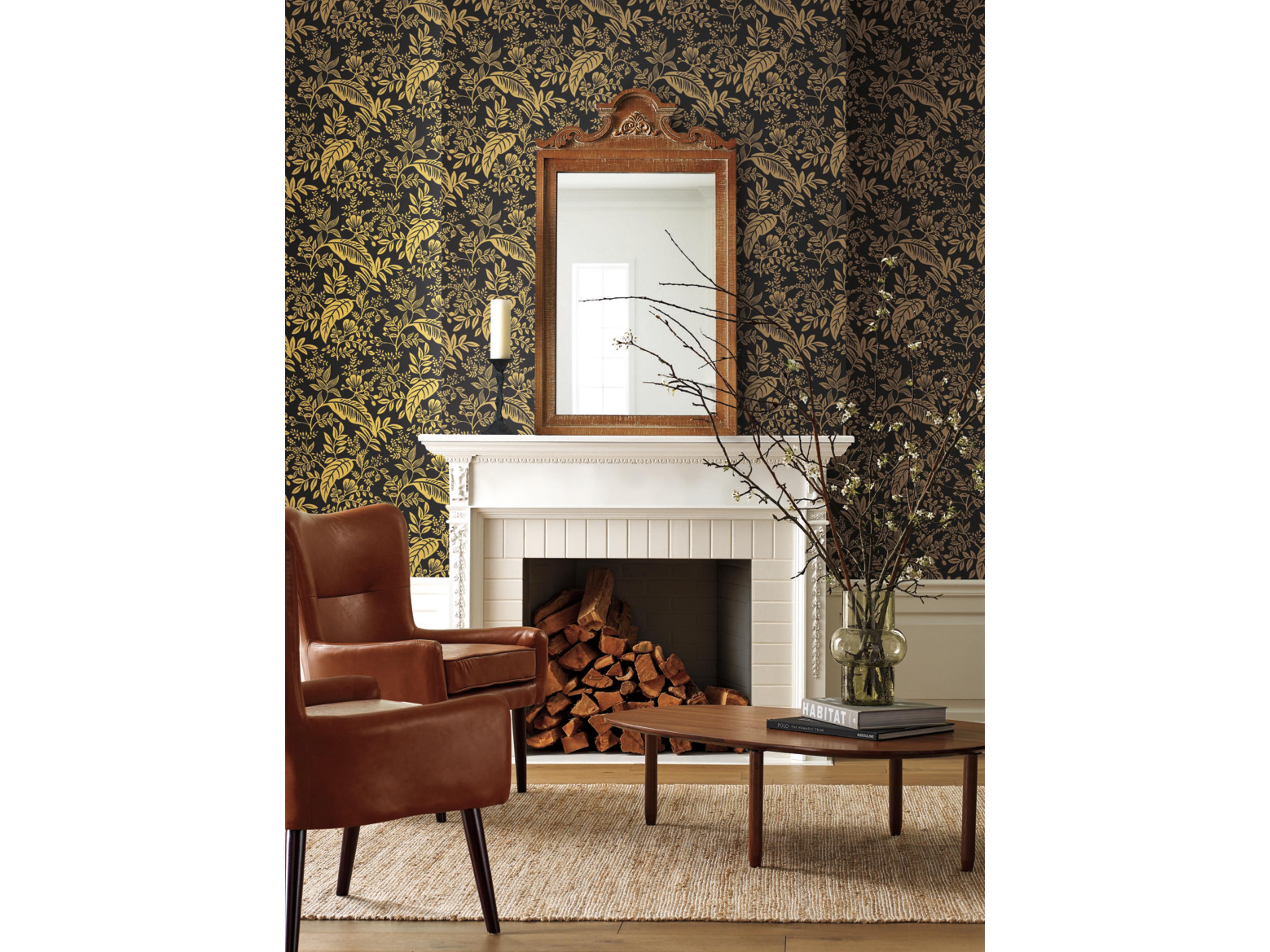 York Wallcoverings Gold / Black Canopy Wallpaper