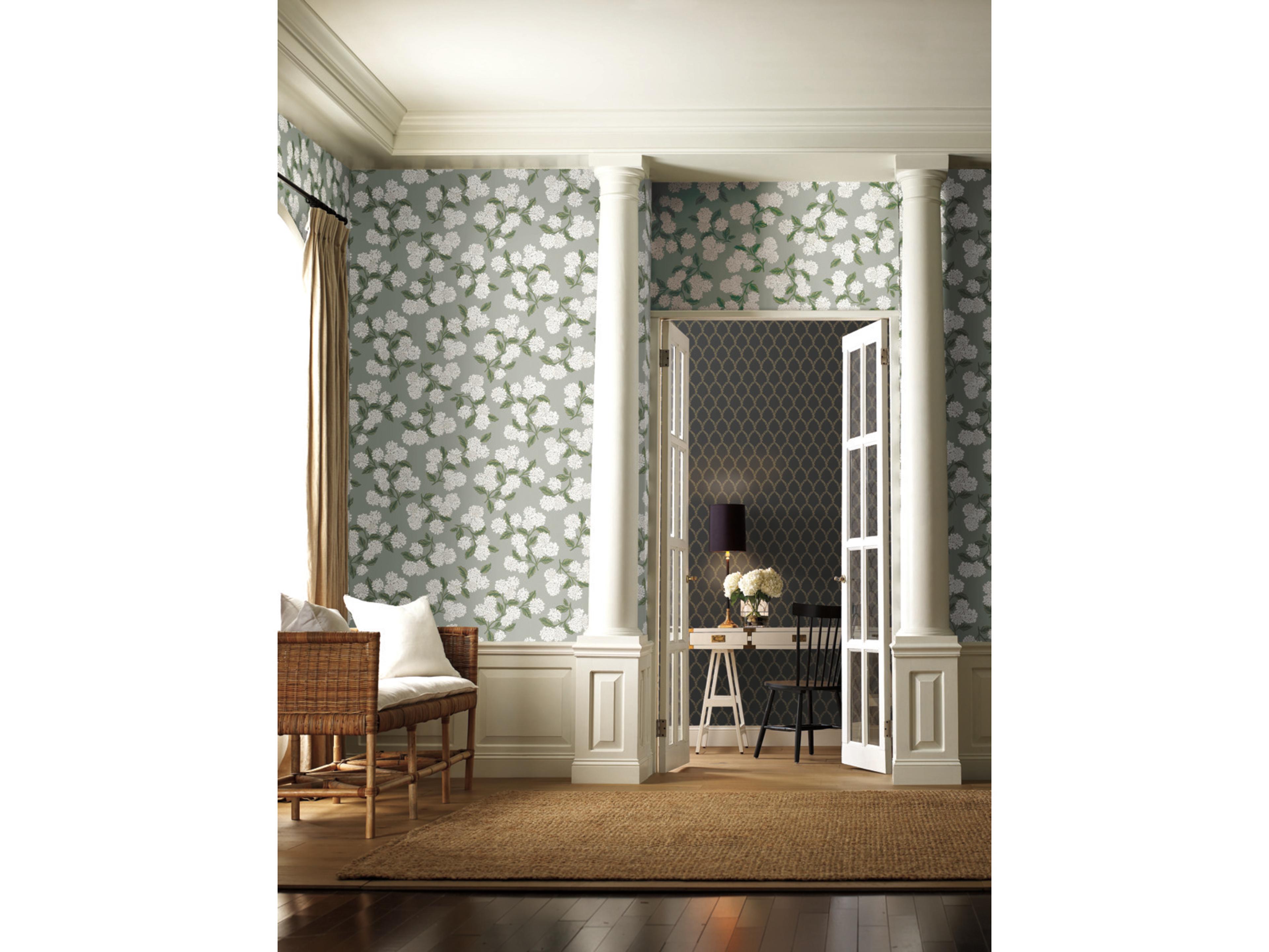 York Wallcoverings Gray Hydrangea Wallpaper