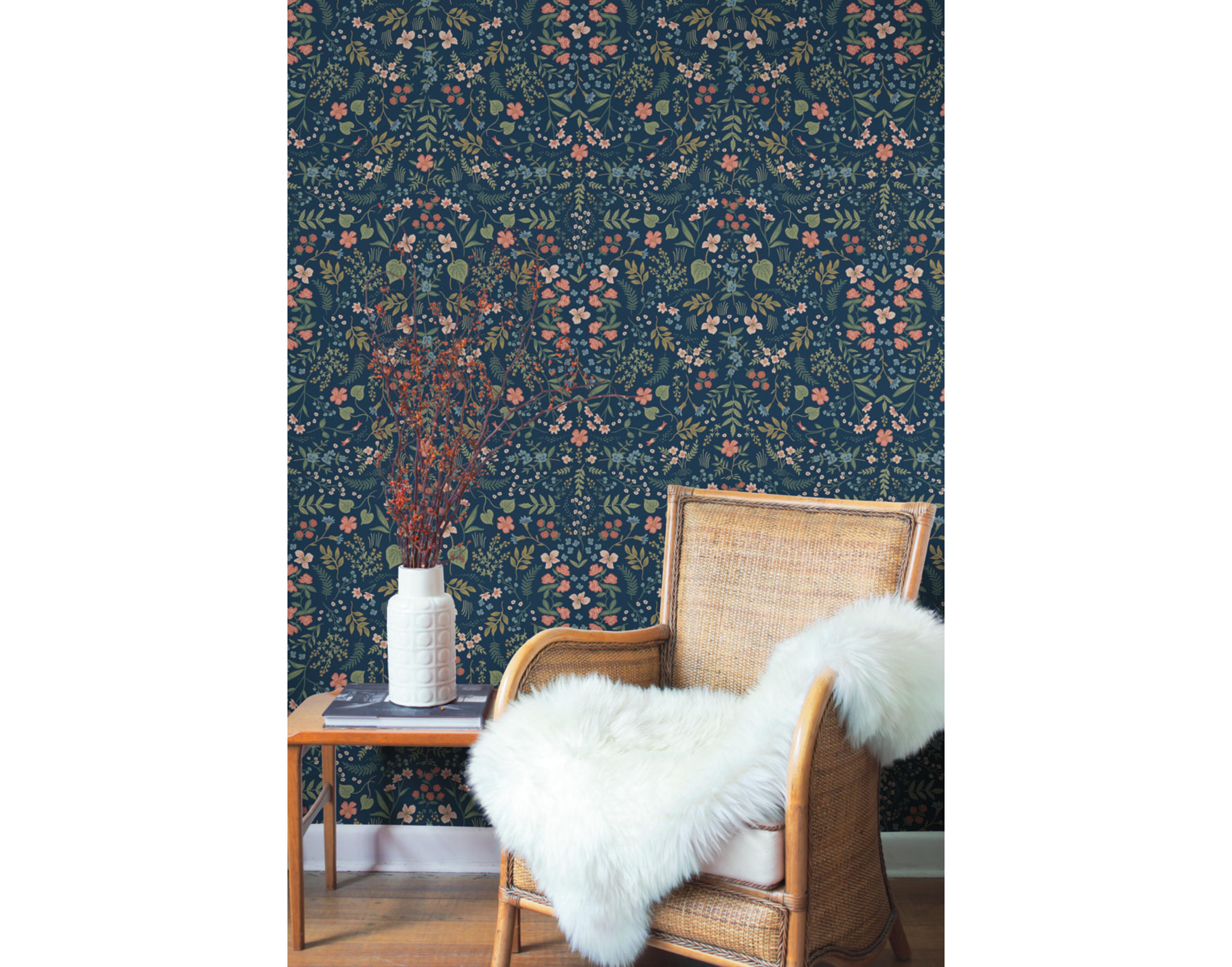 York Wallcoverings Navy Wildwood Wallpaper