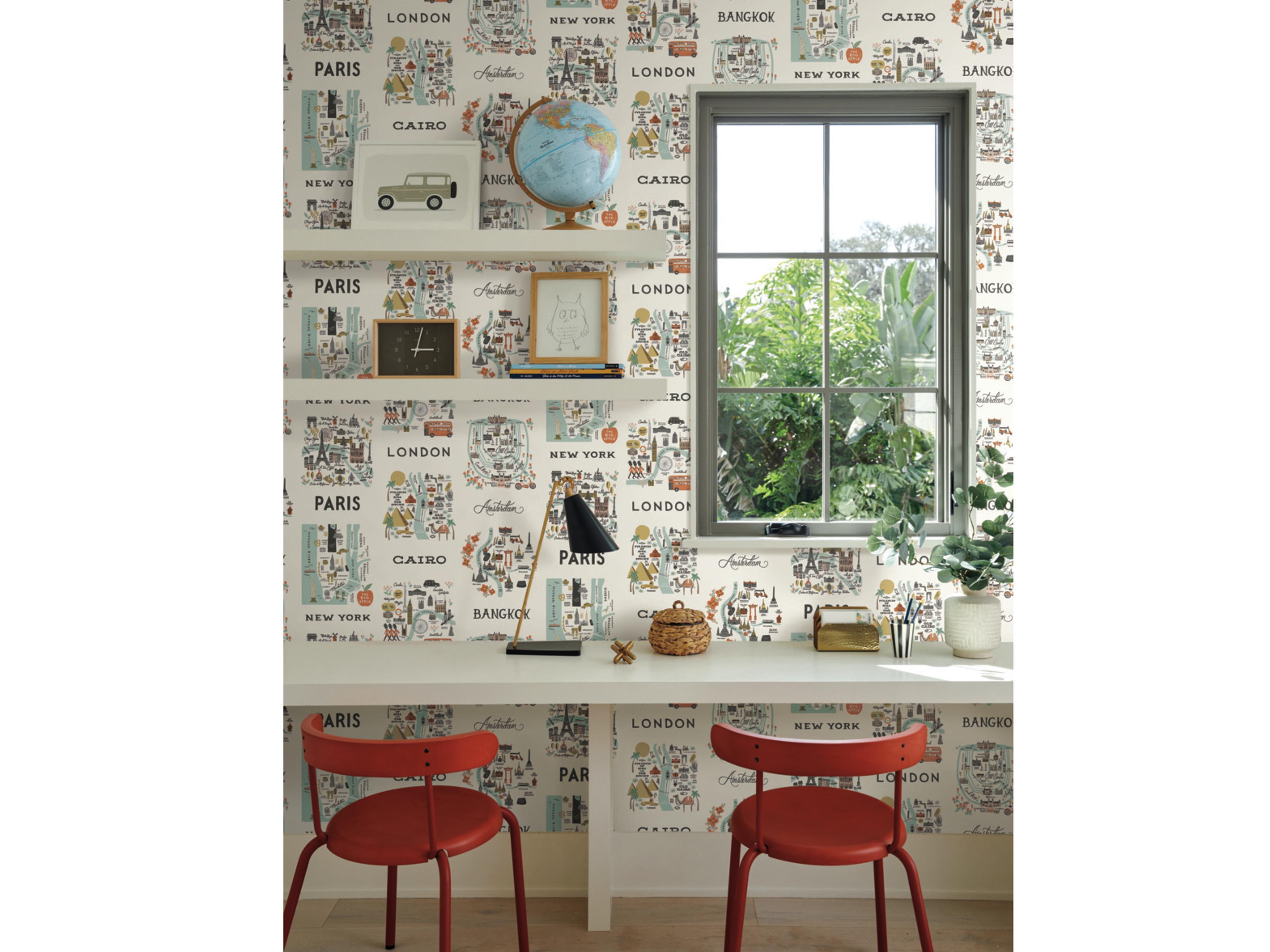 York Wallcoverings Mint City Maps Wallpaper
