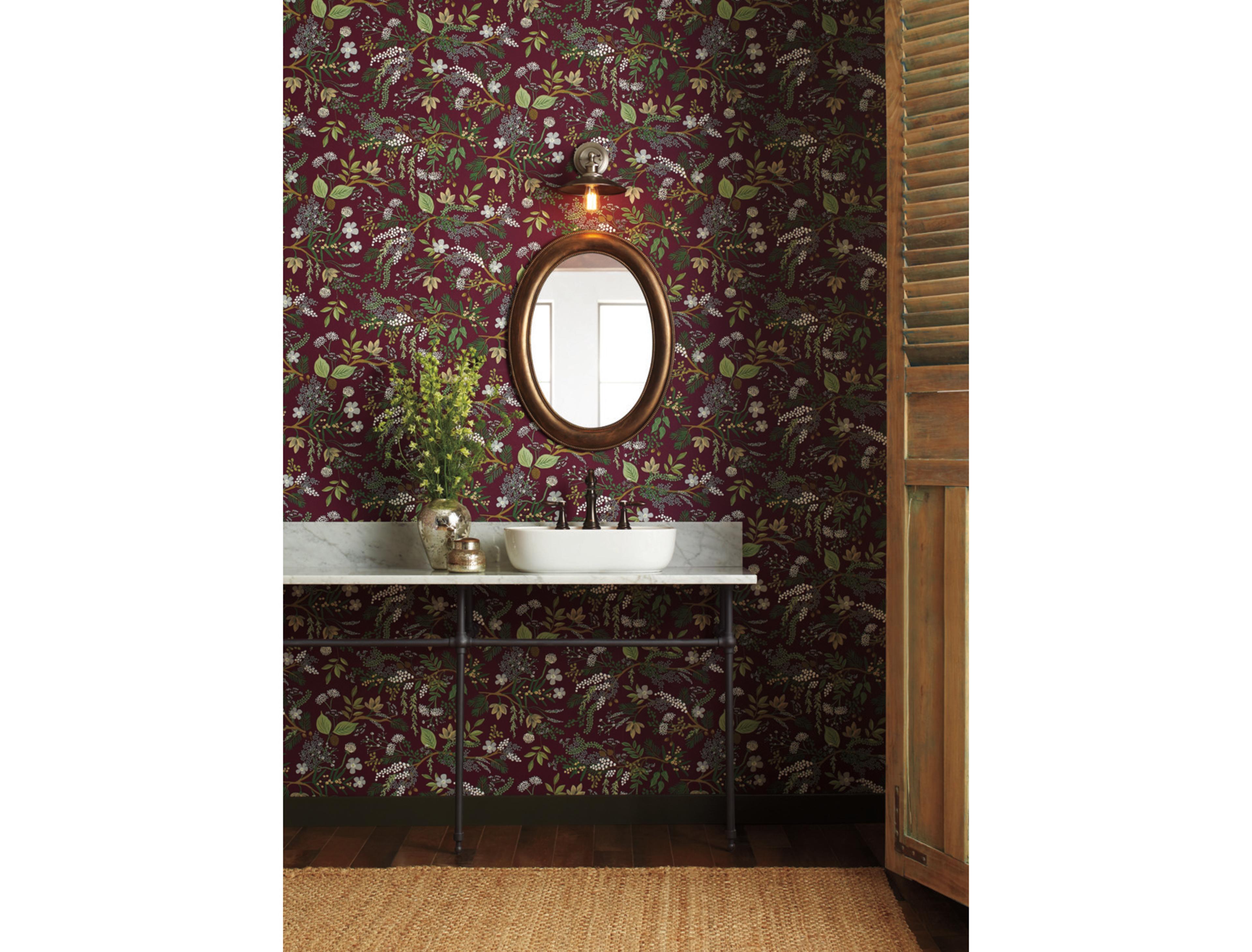 York Wallcoverings Burgundy Juniper Forest Wallpaper