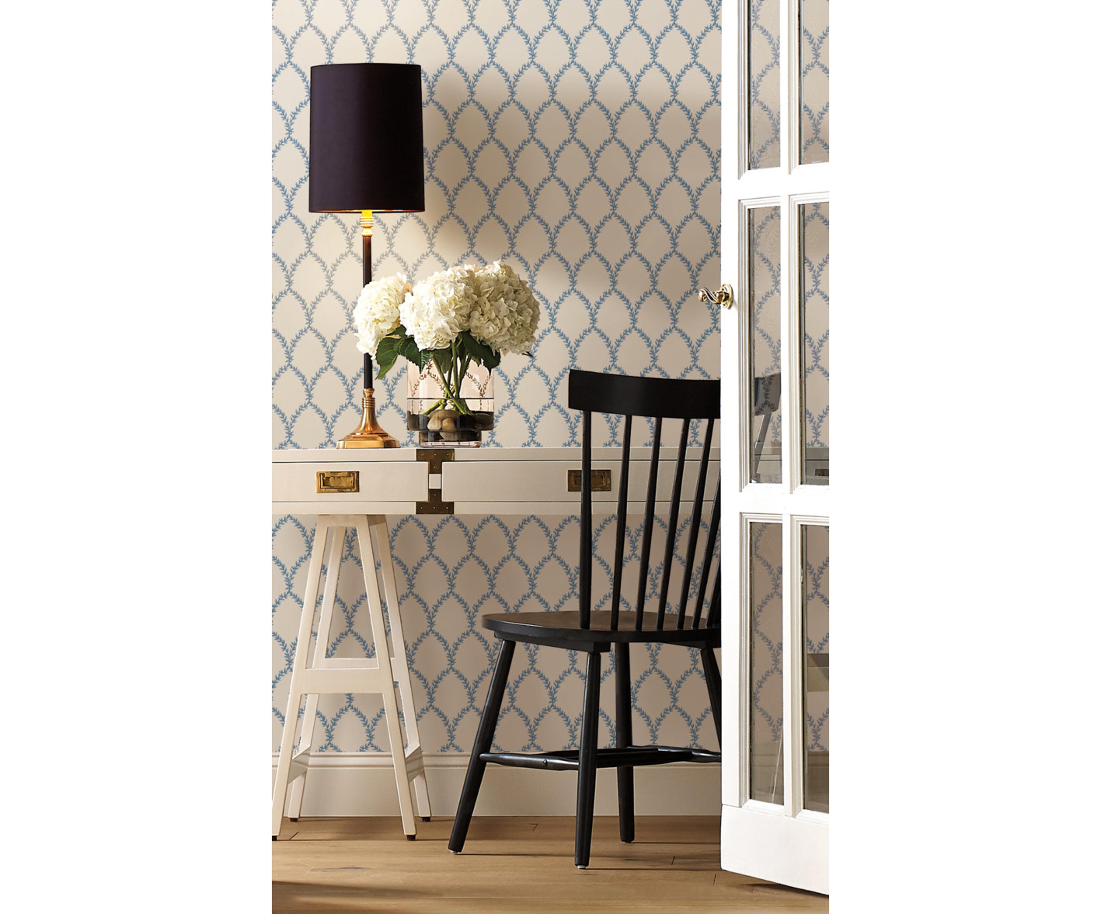 York Wallcoverings Blue / White Laurel Wallpaper