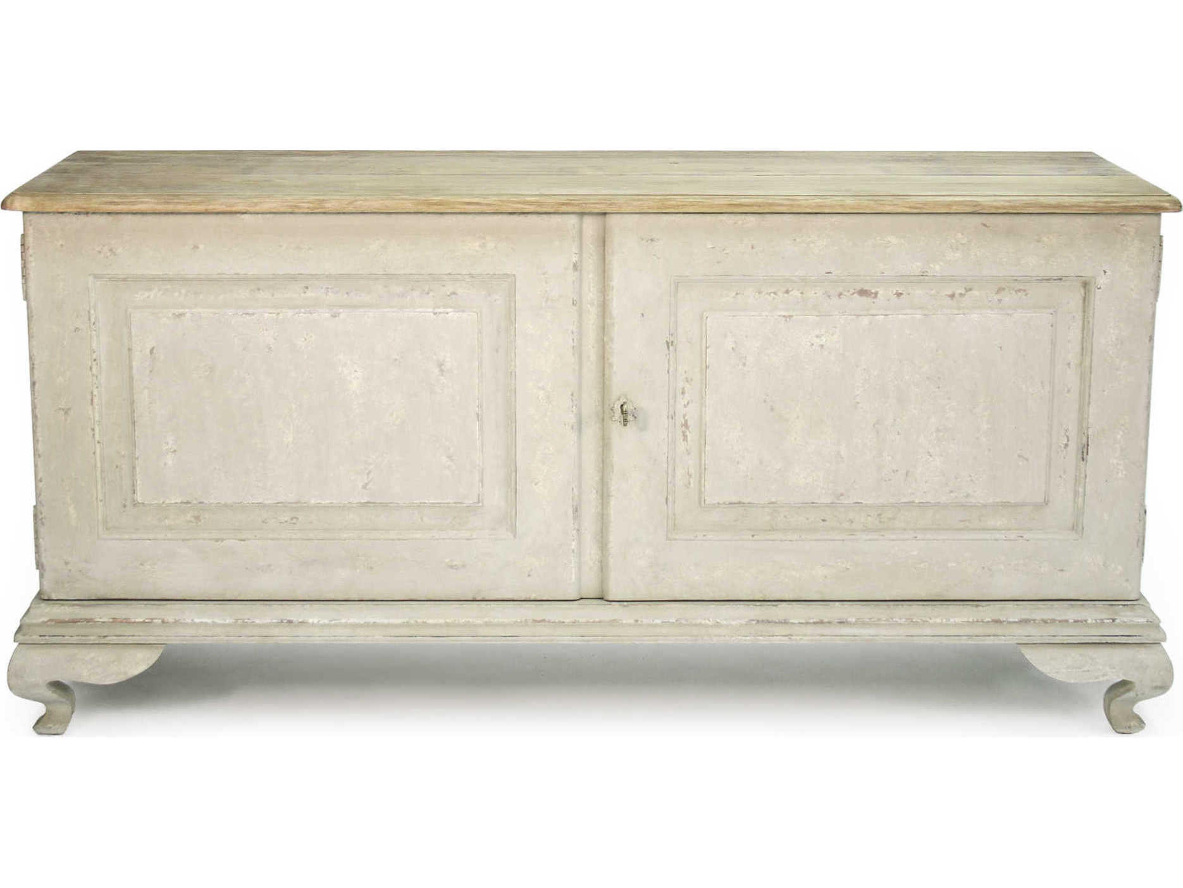 Zentique 63" Elm Wood Natural Distressed Taupe Sideboard