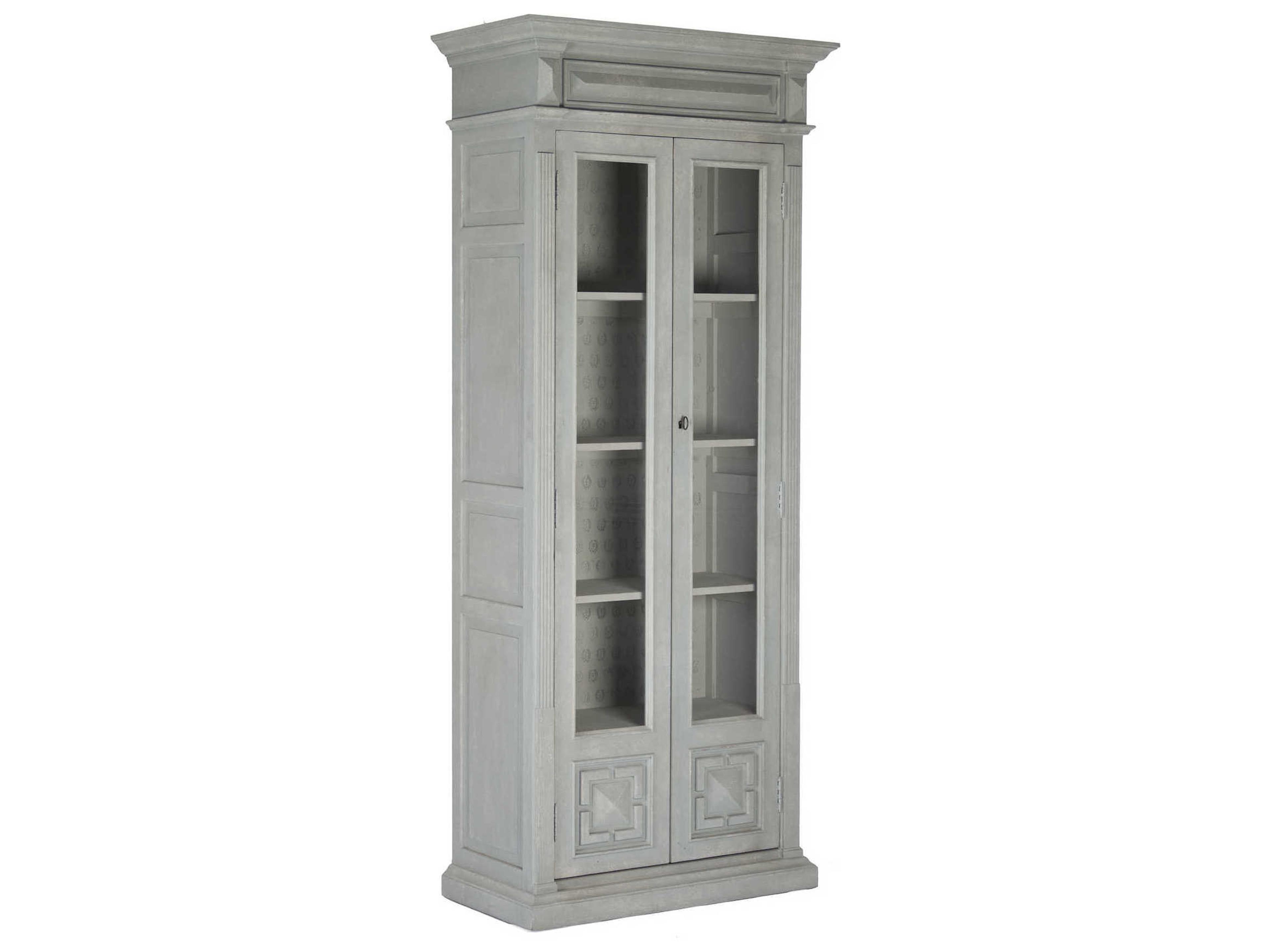 Zentique Pine Wood Palladian Blue Display Cabinet