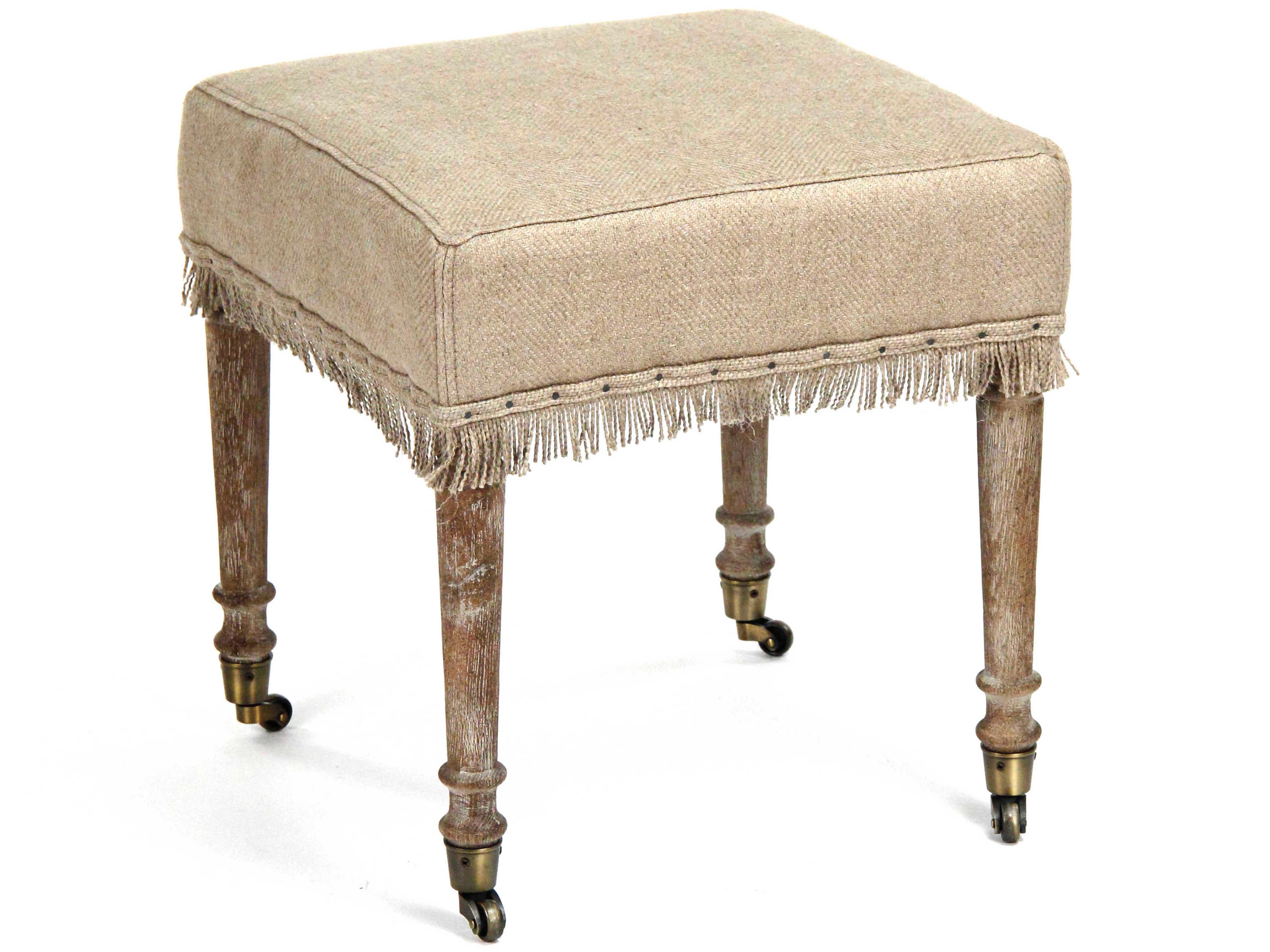 Zentique Hemp Linen Cream Upholstered Accent Bench