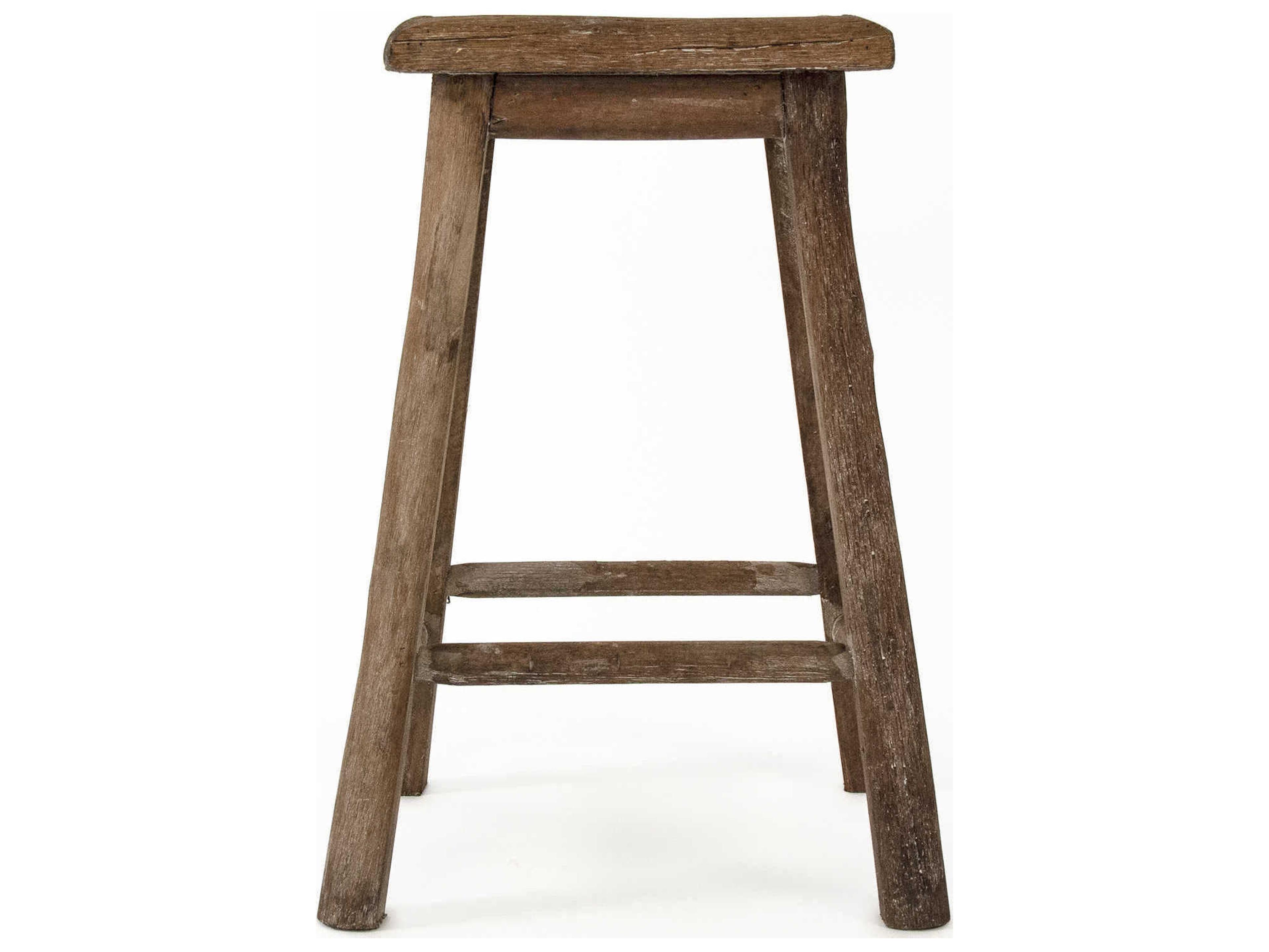 Zentique Weathered Brown Wood Accent Stool