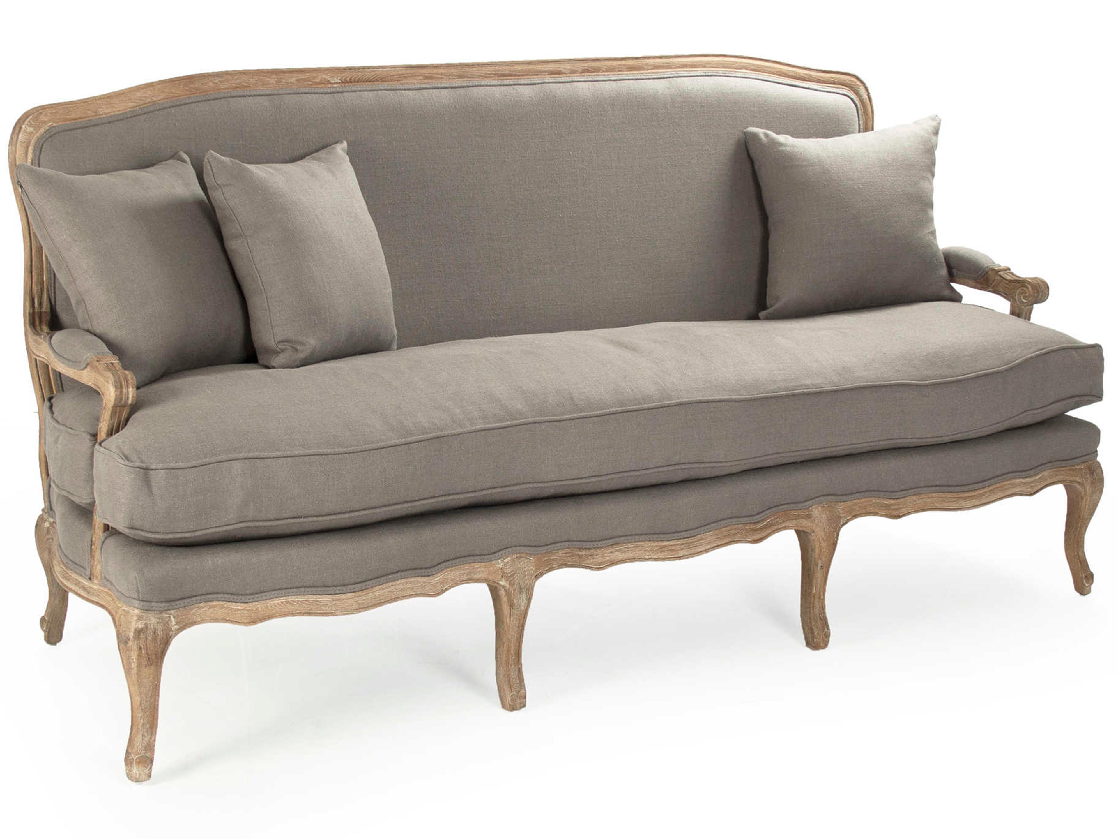 Zentique Bastille Grey Linen Upholstered Loveseat