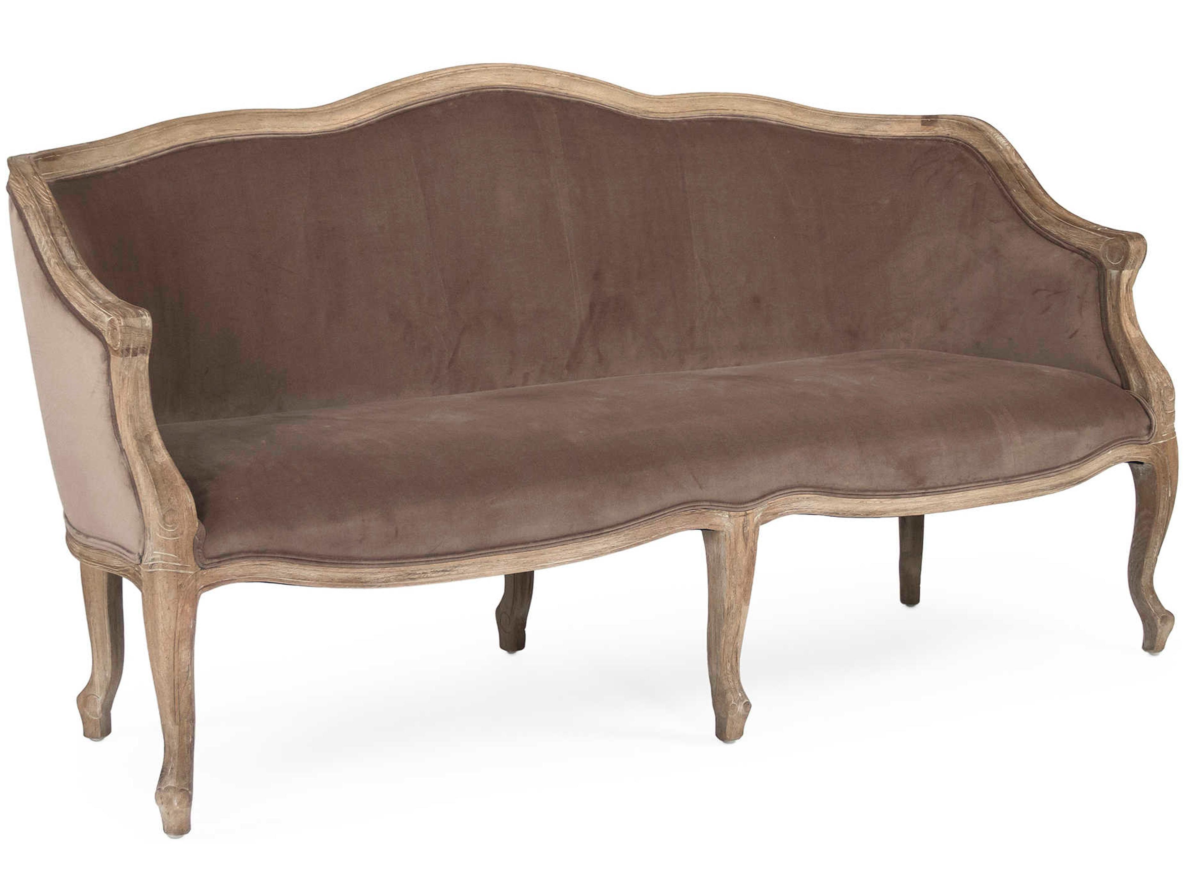 Zentique Benton Brown Velvet Upholstered Loveseat