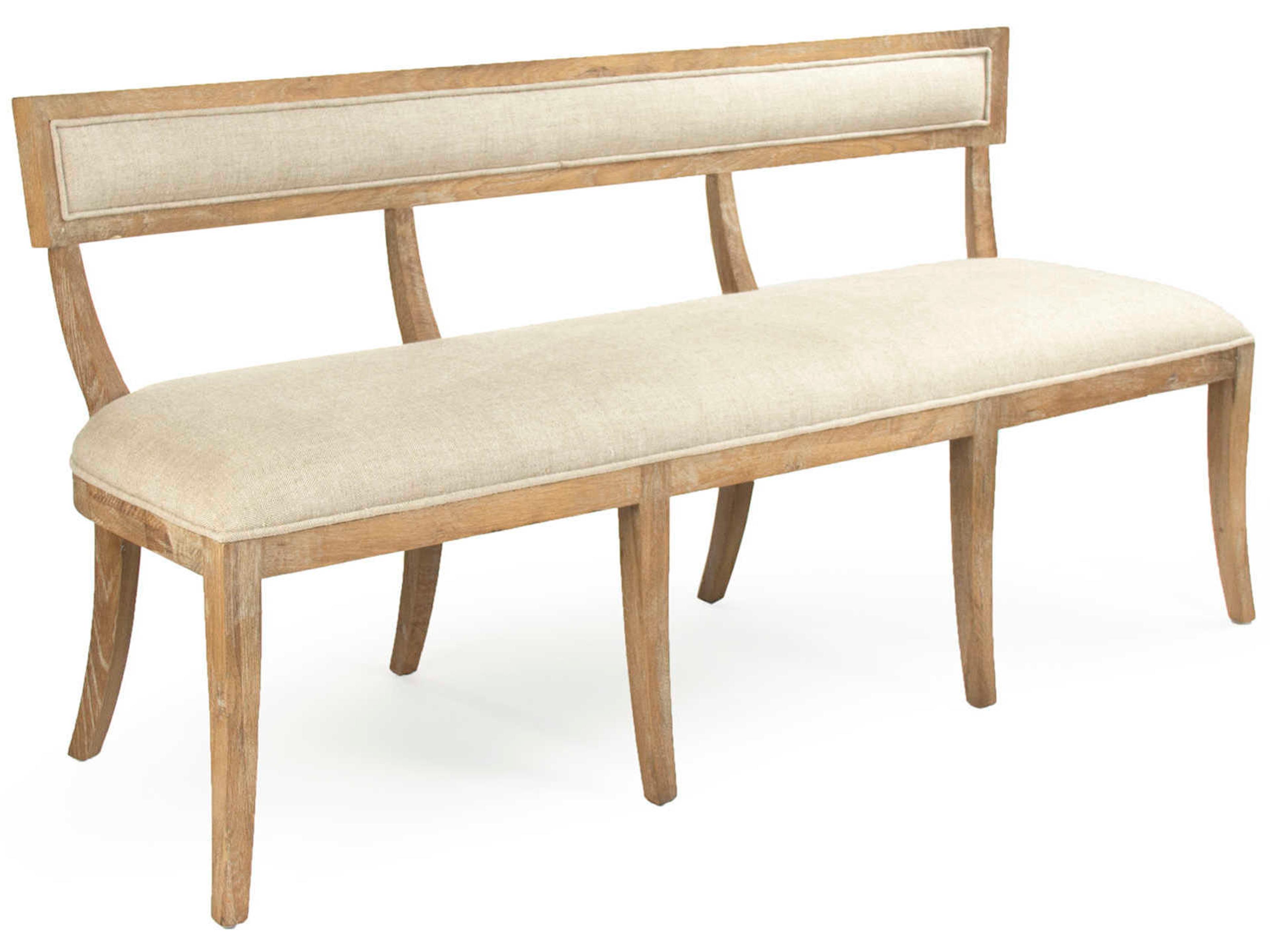 Zentique Carvell Natural Cream Linen Upholstered Accent Bench