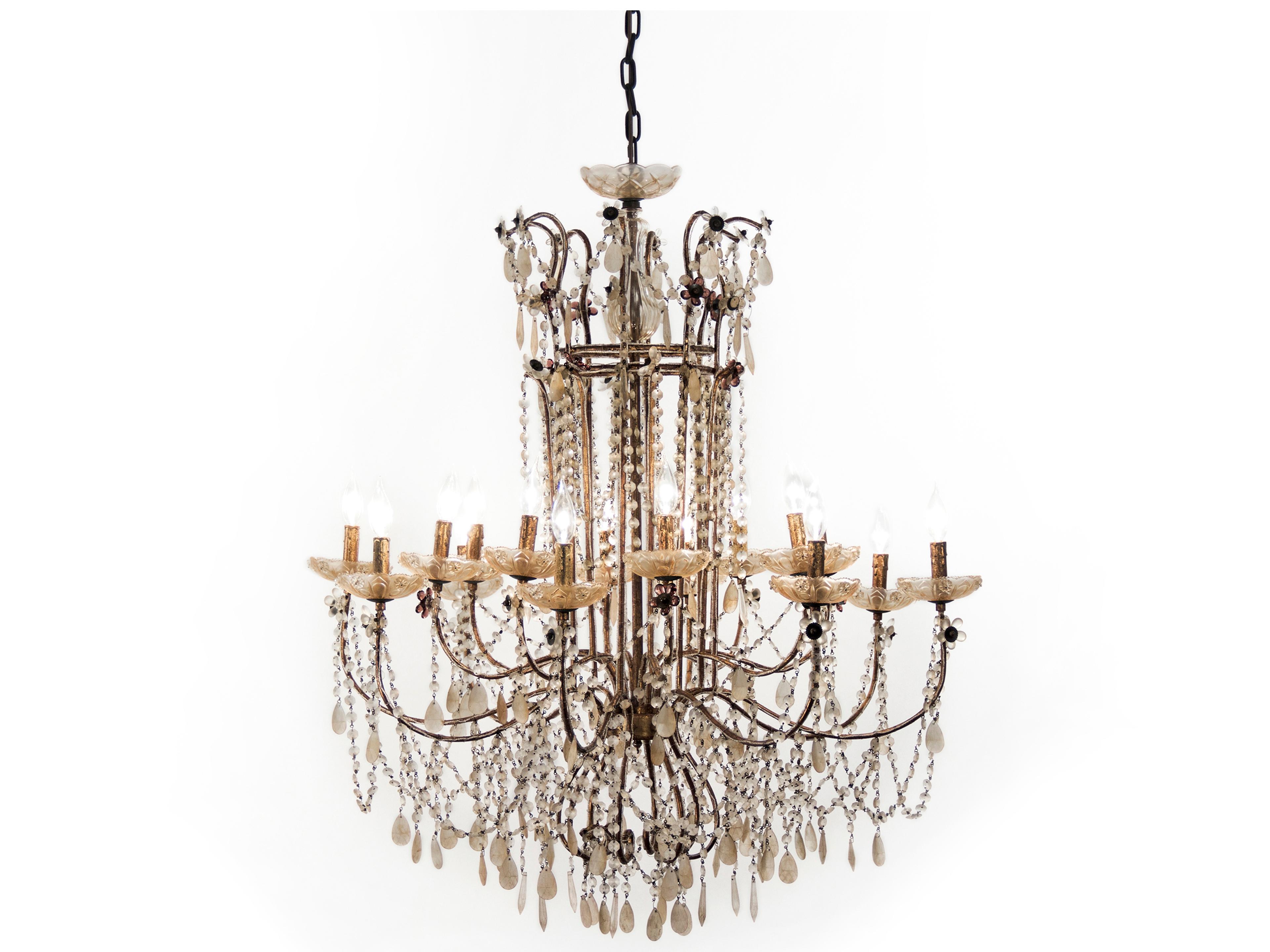 Zentique 16-Light Gold Crystal Candelabra Chandelier