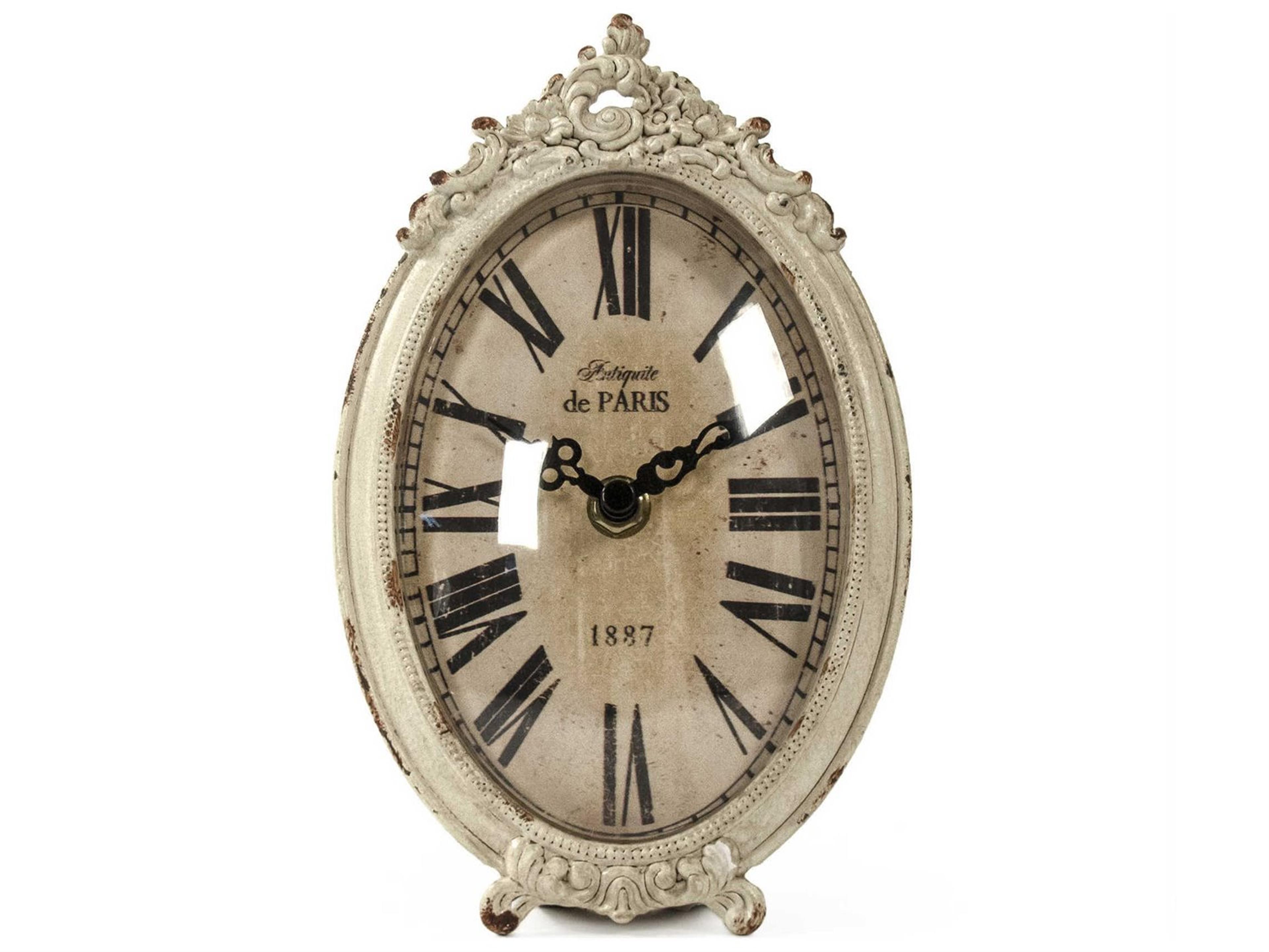 Zentique Antique Off-White Iron Table Clock