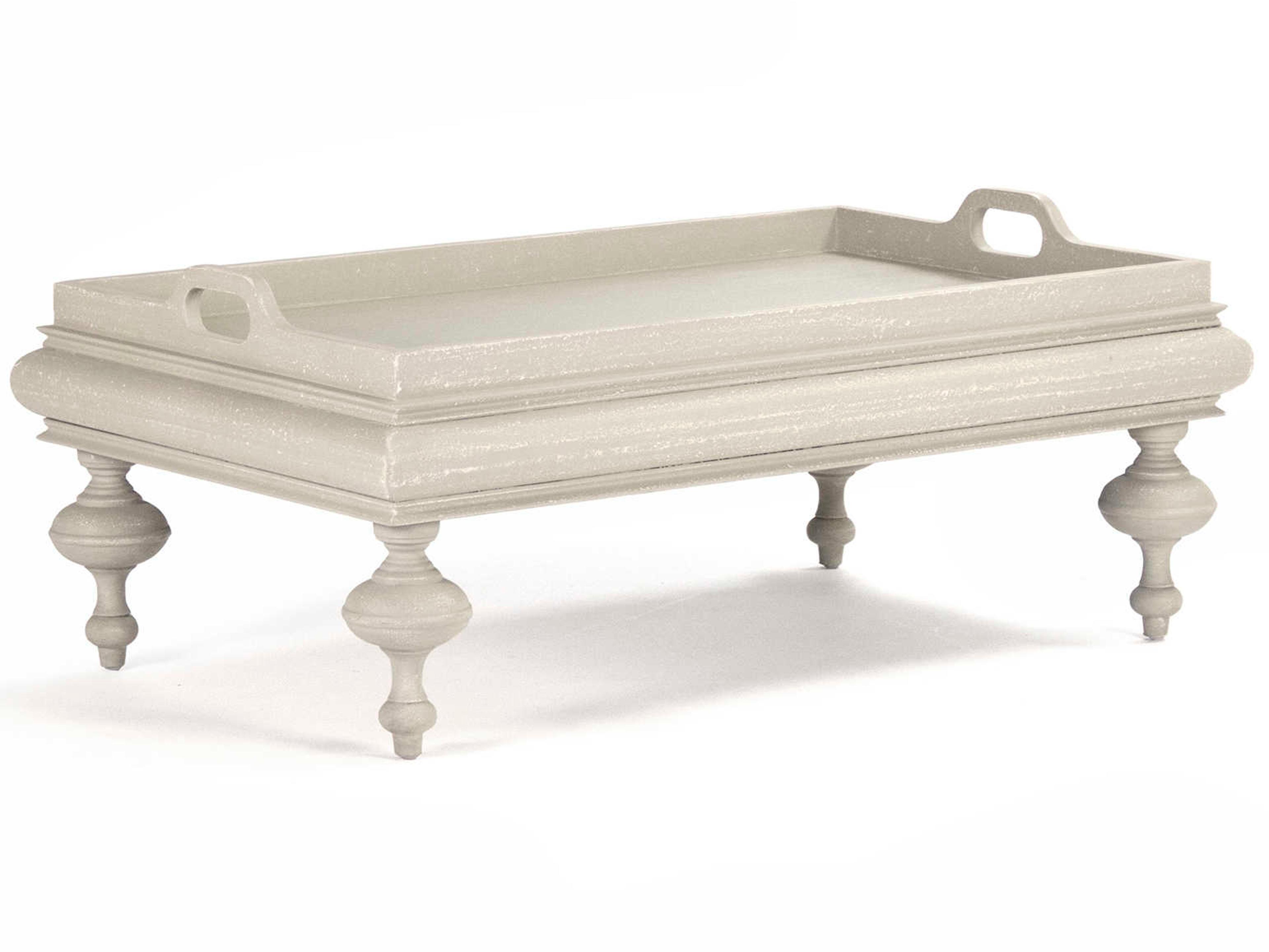 Zentique Rectangular Wood Distressed Ivory Coffee Table