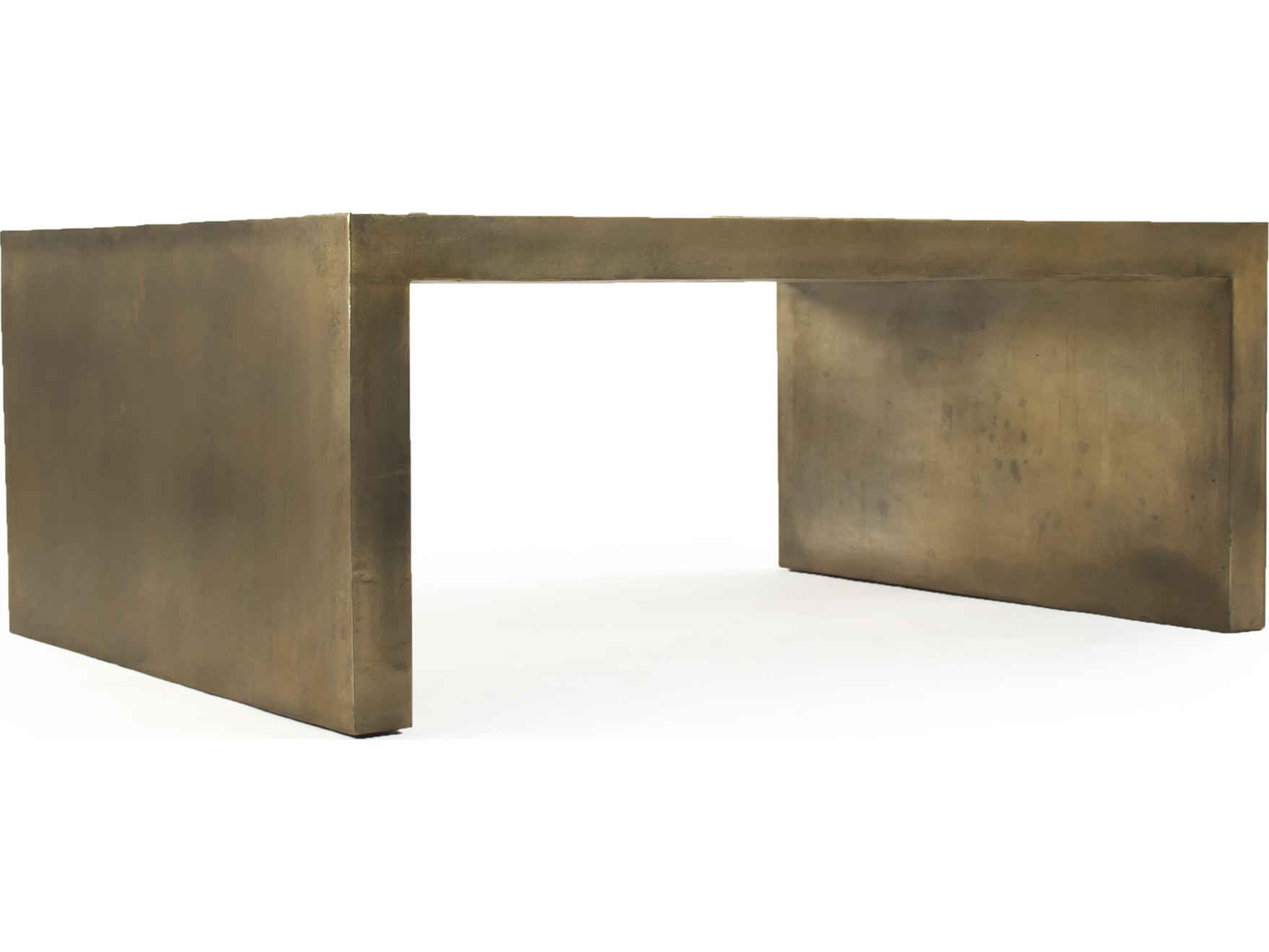 Zentique Rectangular Metal Distressed Gold Coffee Table