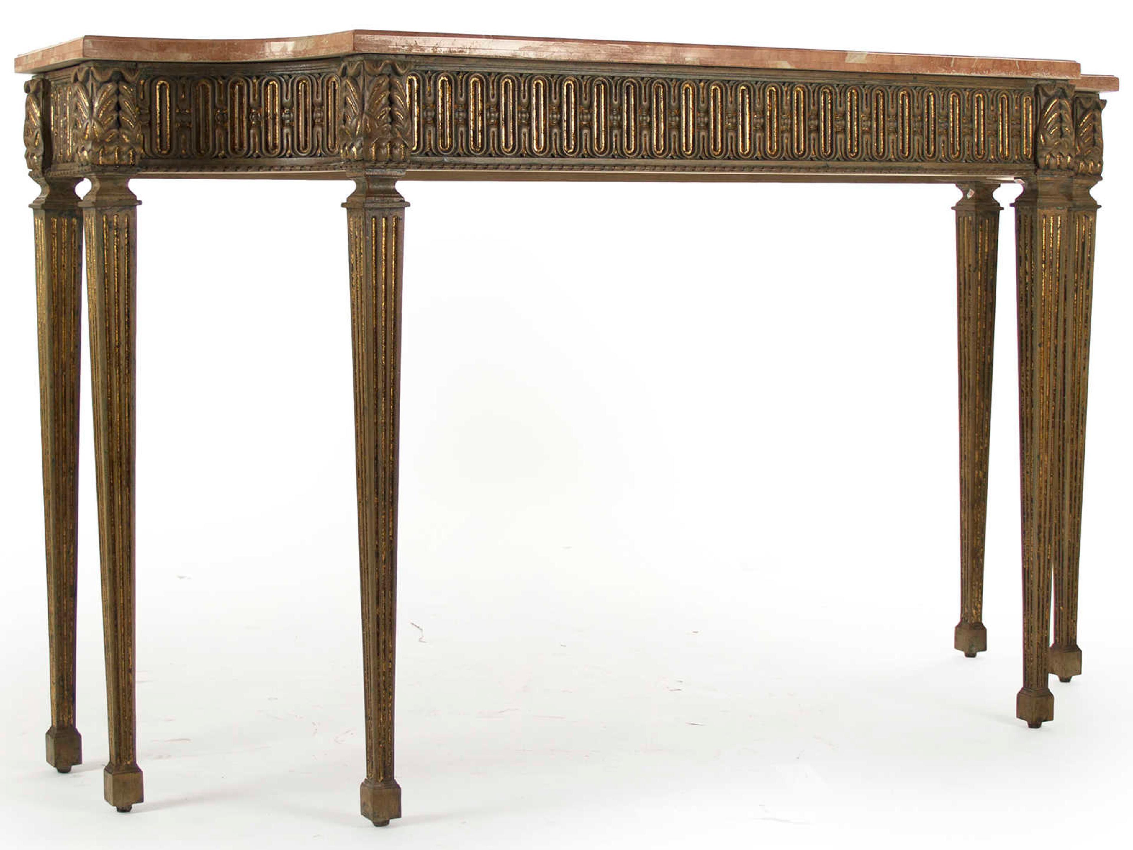 Zentique Demilune Marble Distressed Copper Console Table