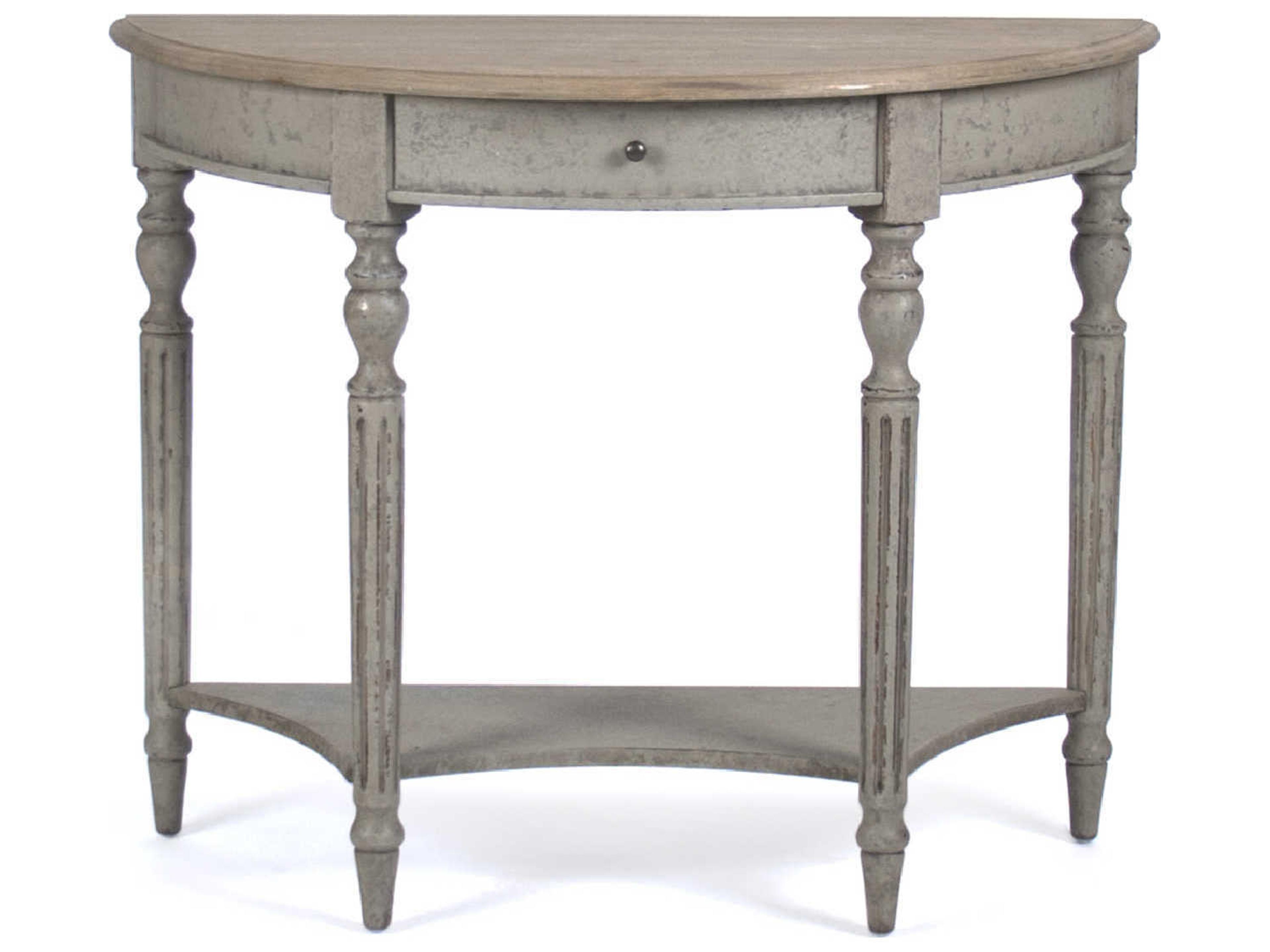Zentique Demilune Wood Reclaimed Faux Olive Green Console Table