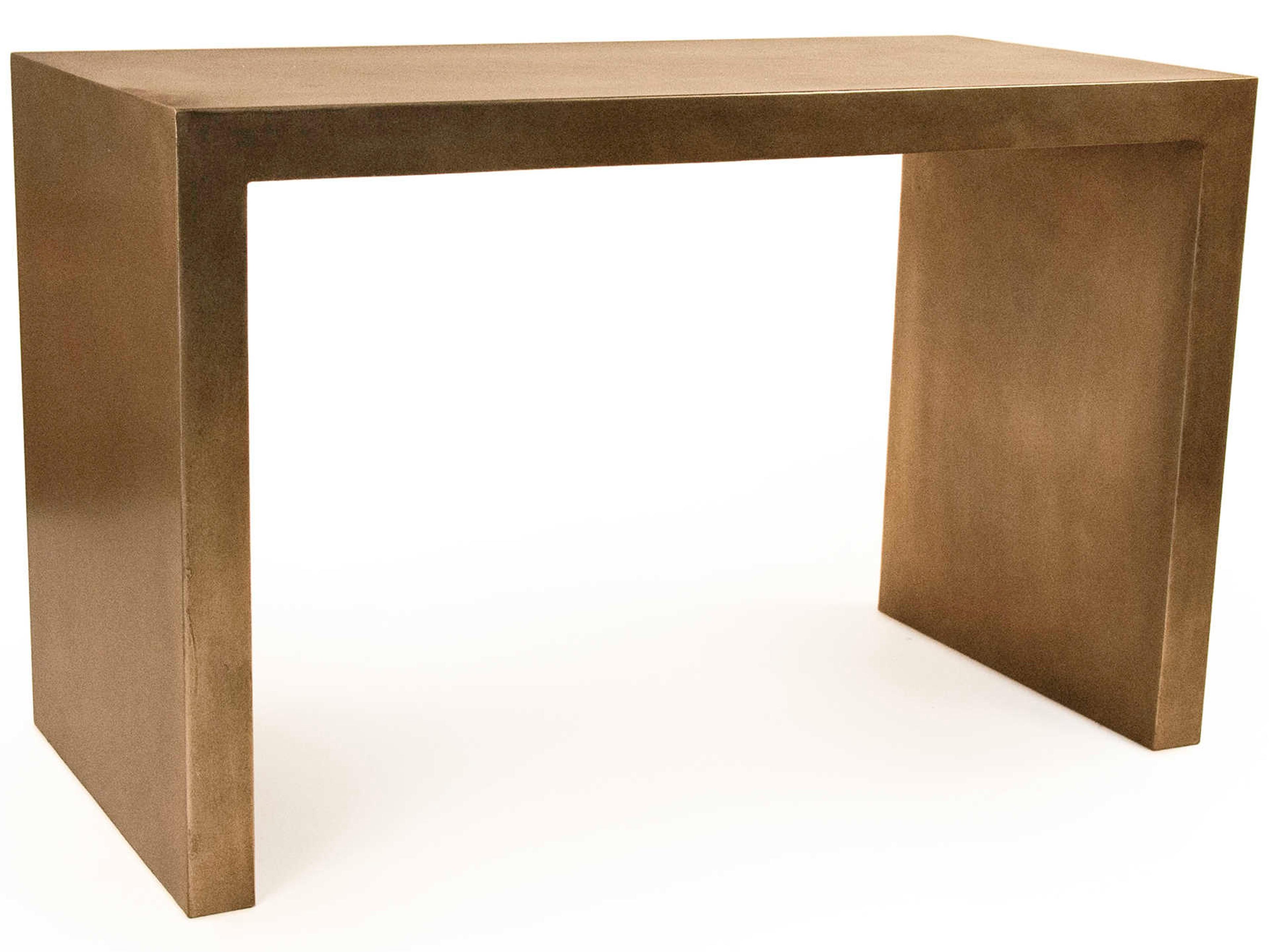 Zentique Rectangular Metal Distressed Gold Console Table