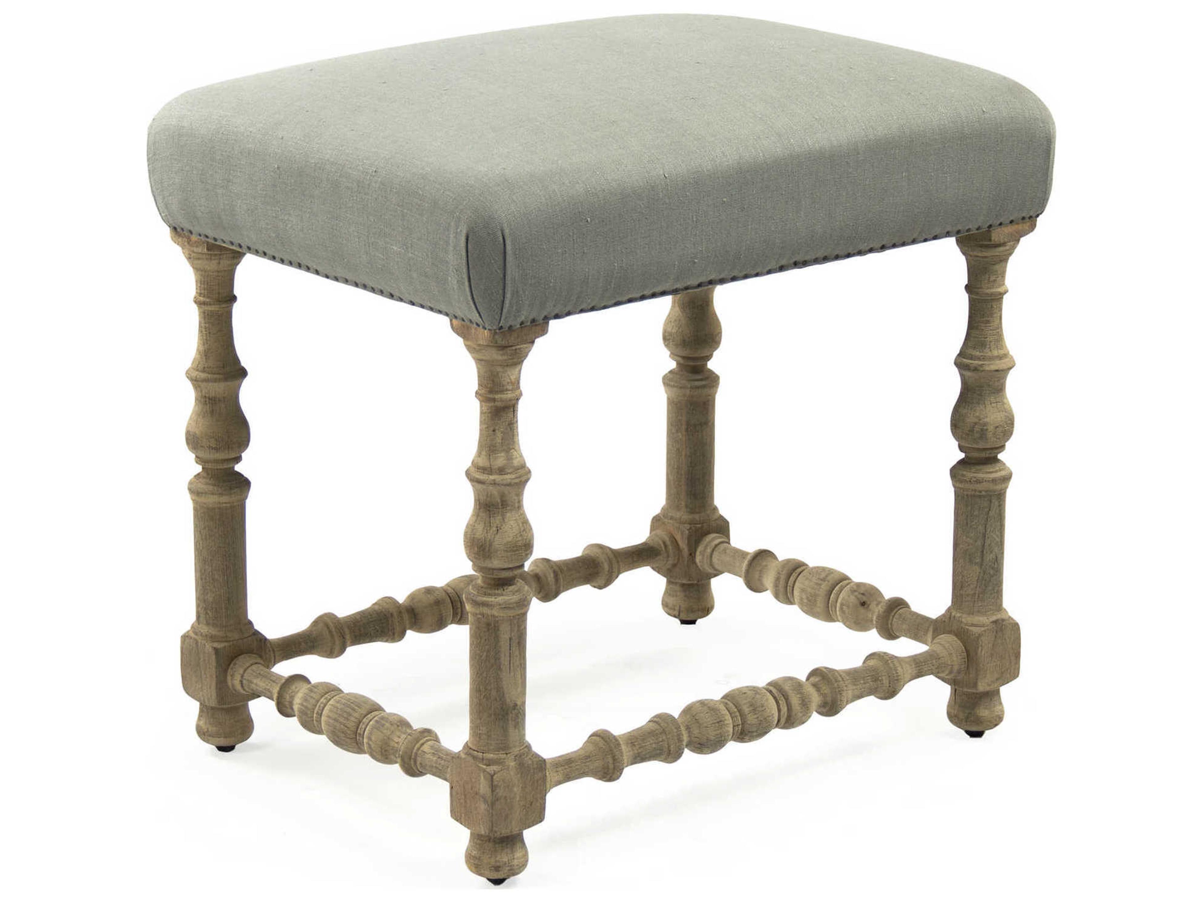Zentique Giselle Dry Natural Birch Upholstered Wood Counter Stool