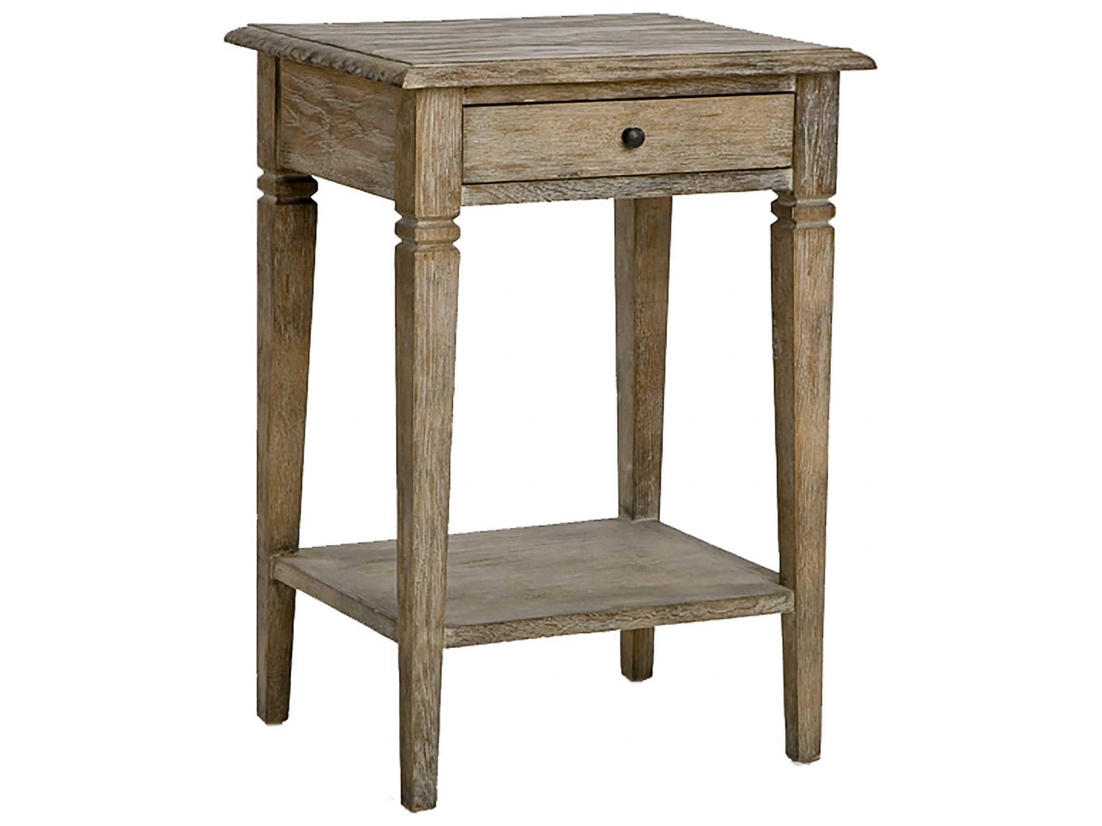 Zentique Square Wood Limed Grey End Table