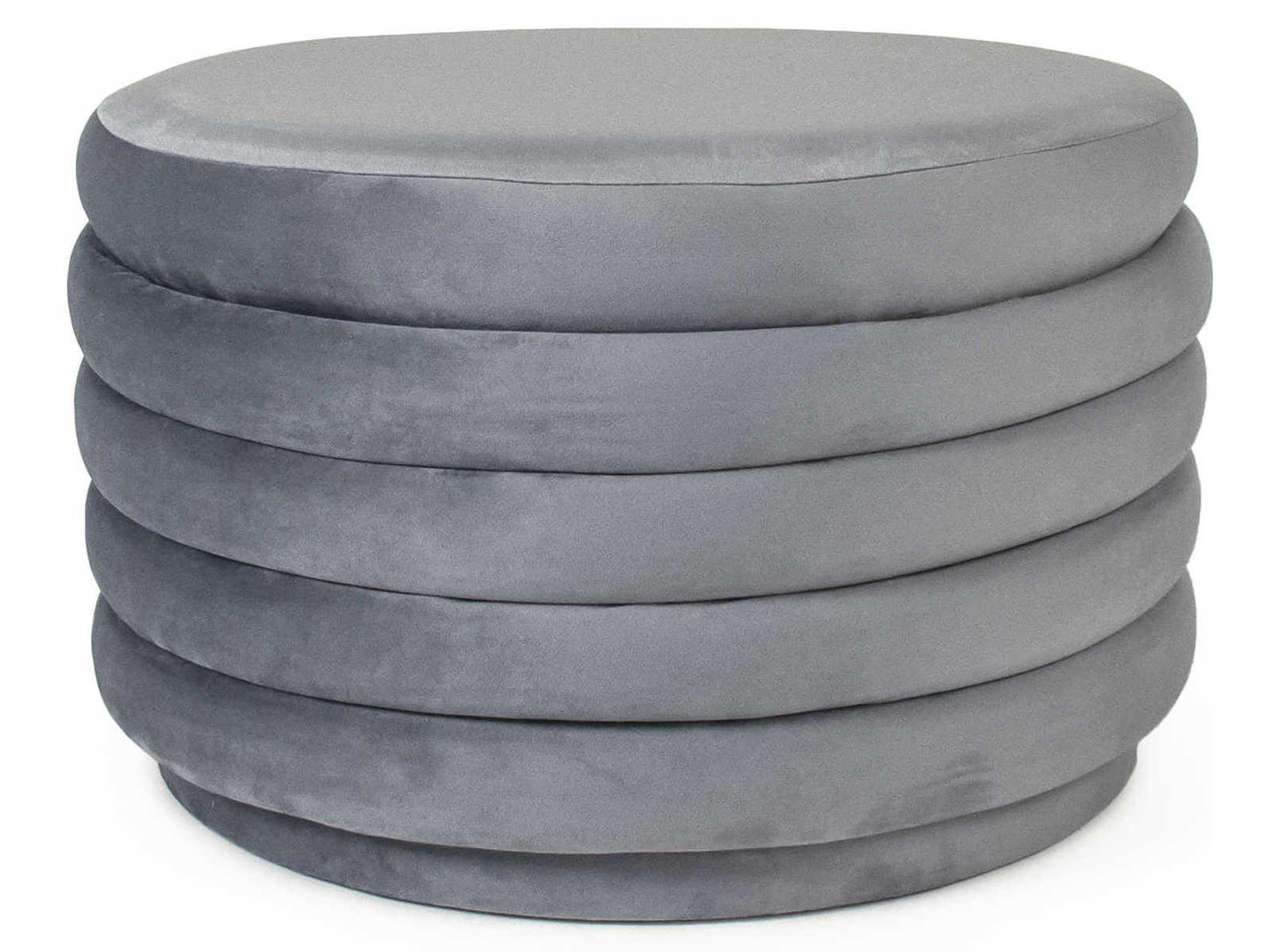 Zentique Pale Blue Velvet Upholstered Ottoman