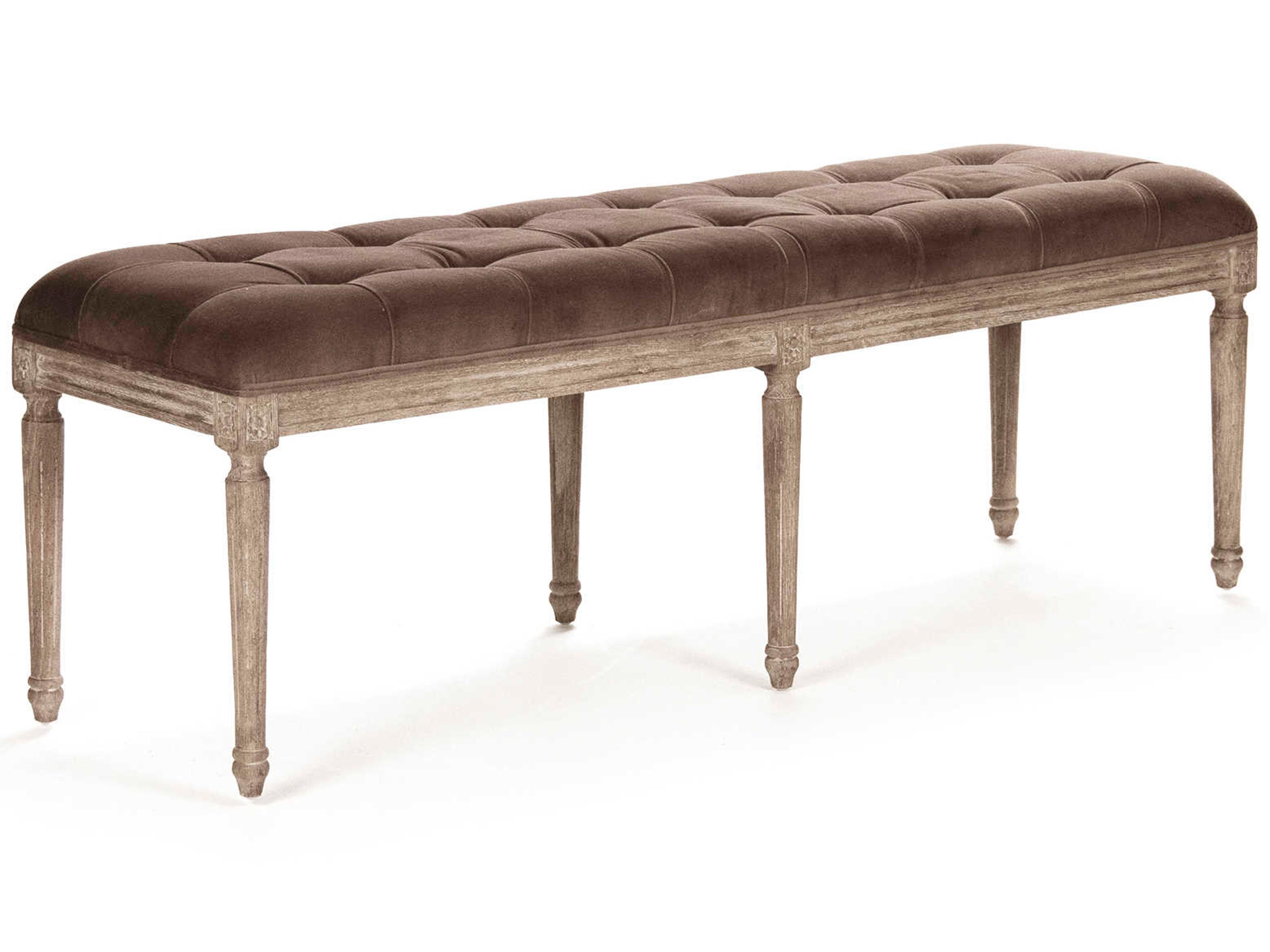 Zentique Louis Brown Velvet Upholstered Accent Bench