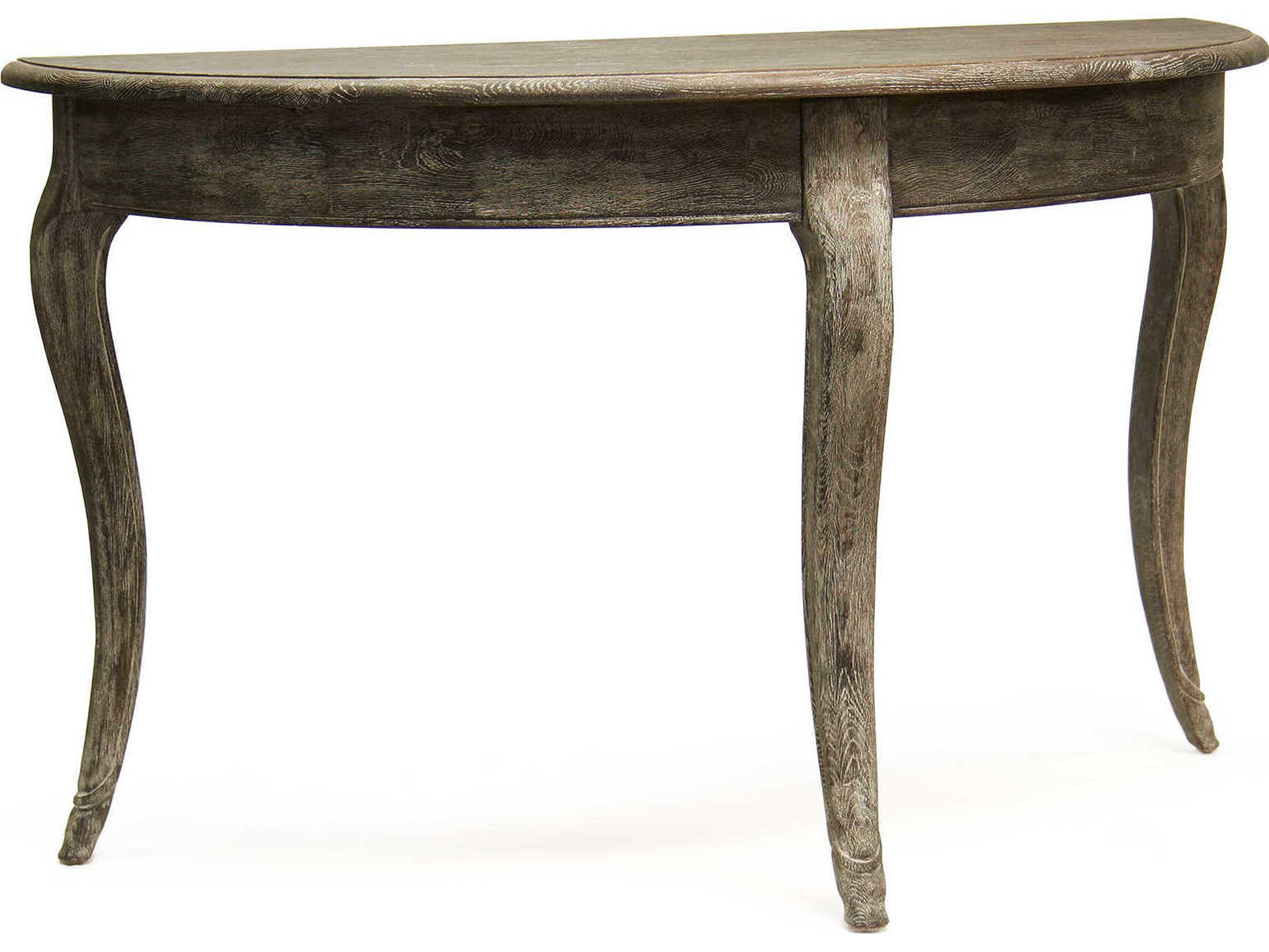 Zentique Maison Demilune Wood Limed Charcoal Console Table