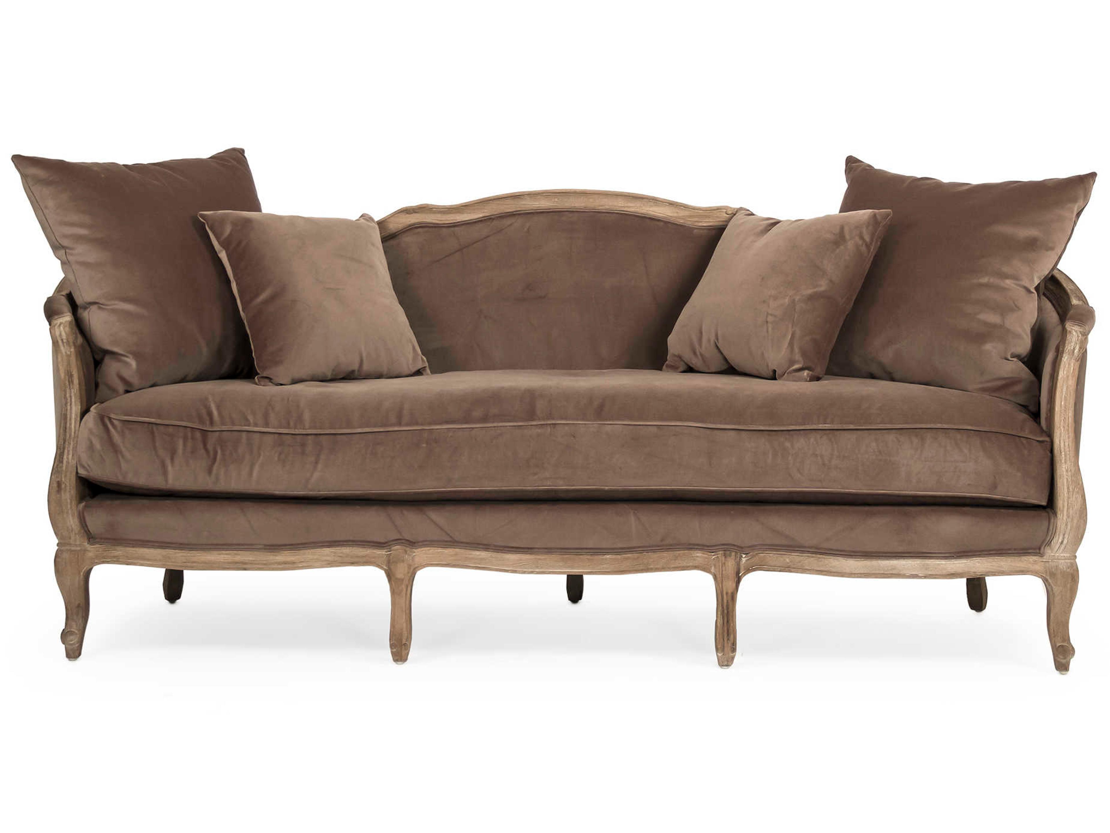 Zentique Maison Brown Velvet Upholstered Sofa